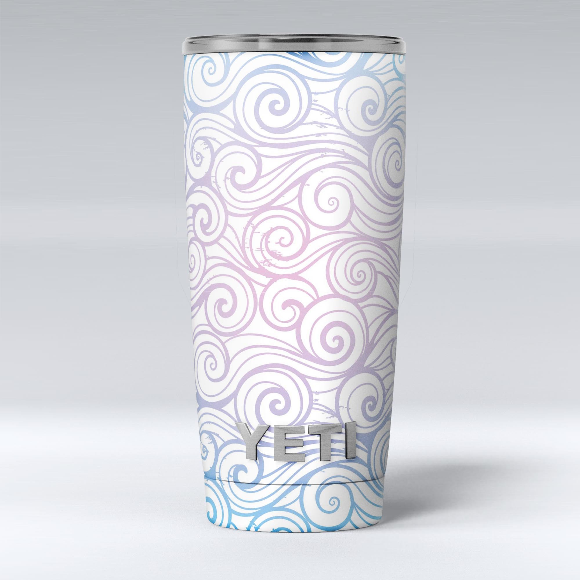 Vivid Blue Gradient Swirl skin decal vinyl wrap kit for Yeti Coolers, showcasing a vibrant design and premium quality material.