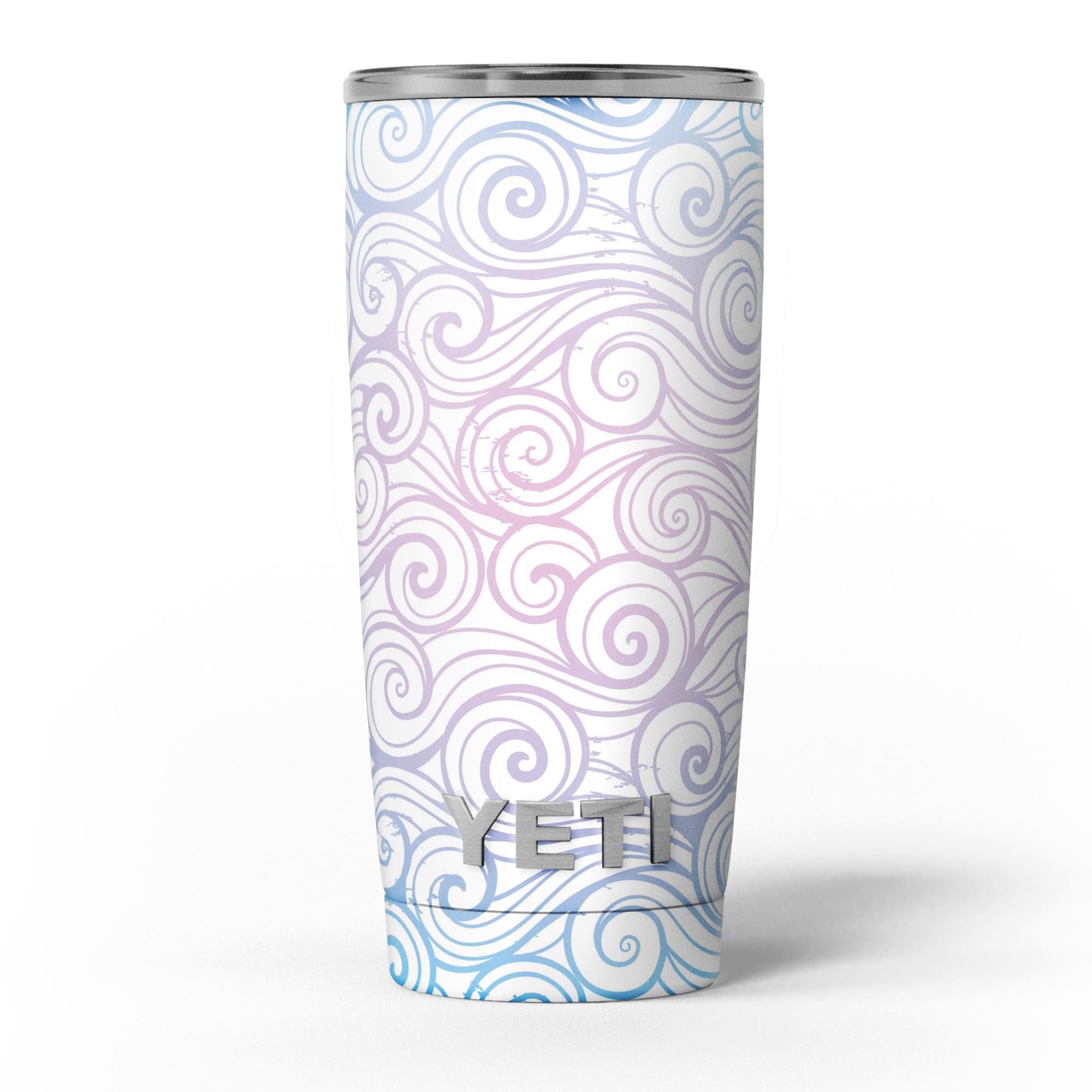 Vivid Blue Gradient Swirl skin decal vinyl wrap kit for Yeti Coolers, showcasing a vibrant design and premium quality material.