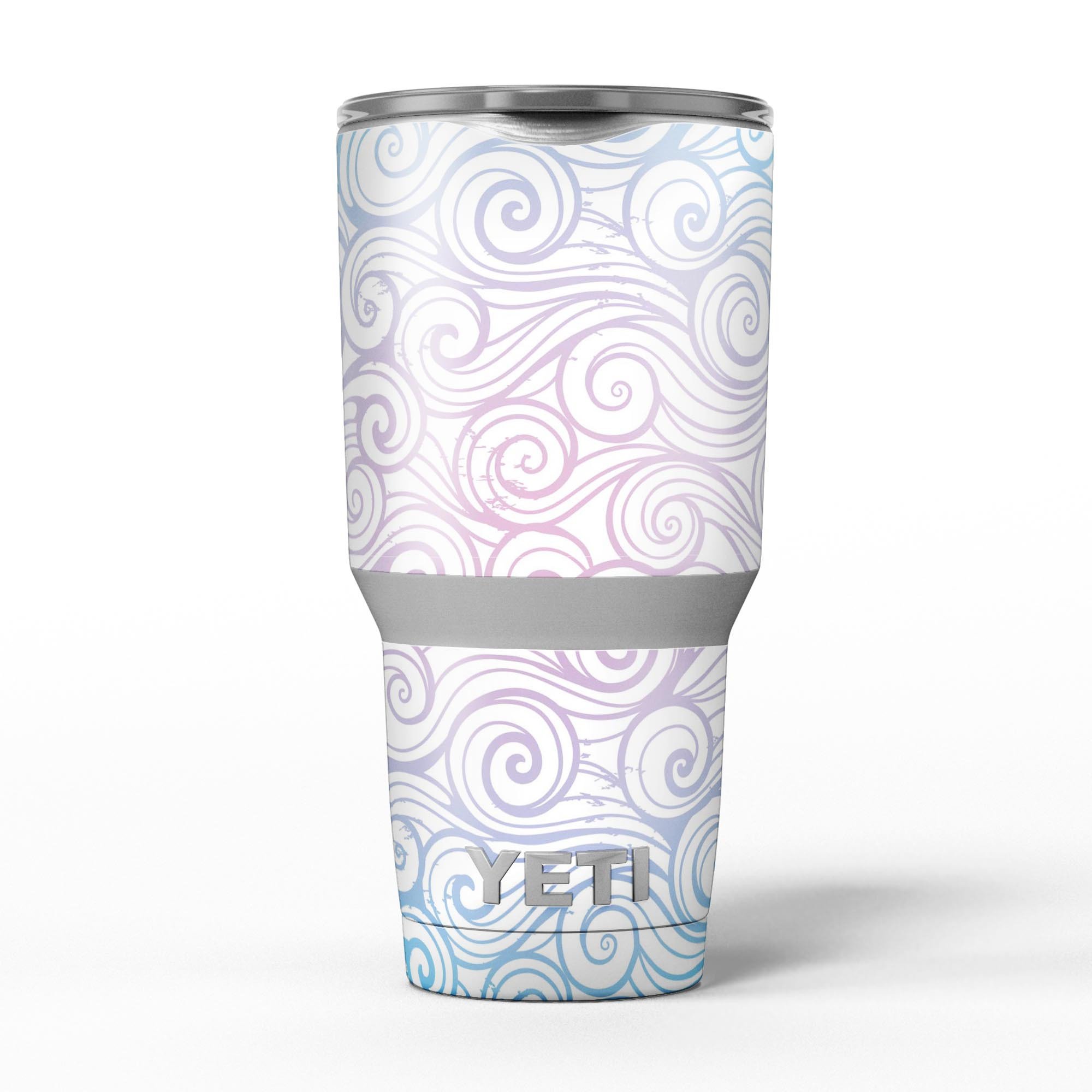 Vivid Blue Gradient Swirl skin decal vinyl wrap kit for Yeti Coolers, showcasing a vibrant design and premium quality material.