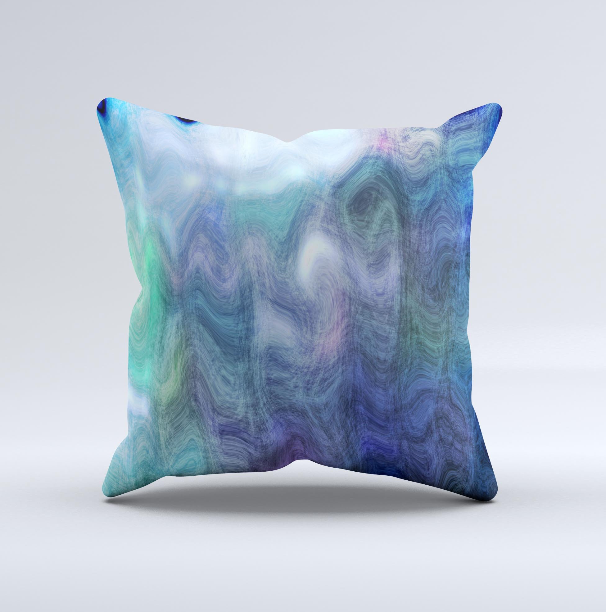 Vivid Blue Sagging Painted Surface decorative throw pillow with unique hand-crafted design, showcasing vibrant colors and high-quality fabric.