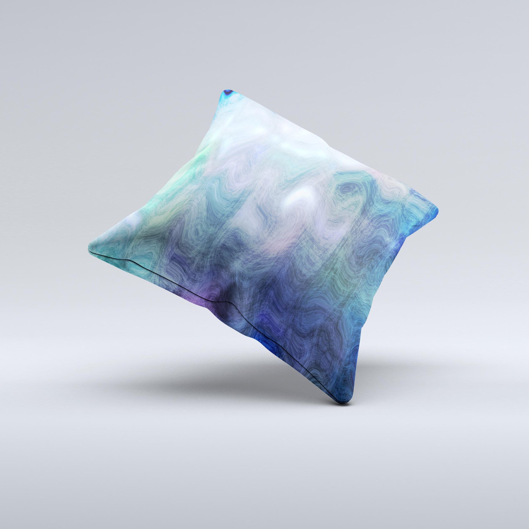 Vivid Blue Sagging Painted Surface decorative throw pillow with unique hand-crafted design, showcasing vibrant colors and high-quality fabric.