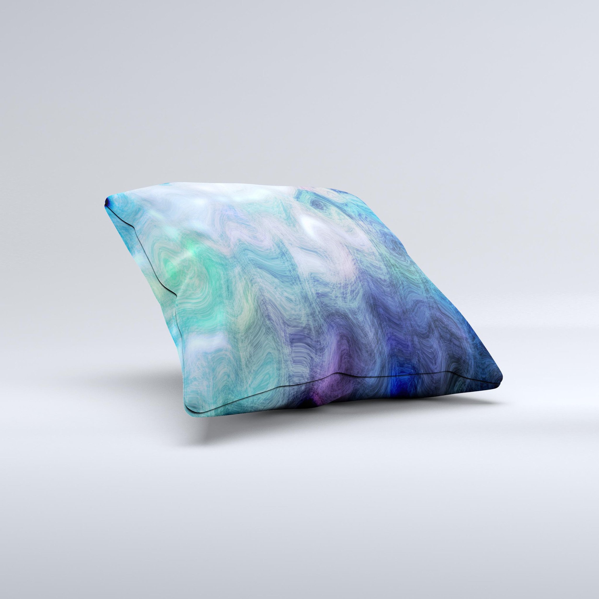 Vivid Blue Sagging Painted Surface decorative throw pillow with unique hand-crafted design, showcasing vibrant colors and high-quality fabric.