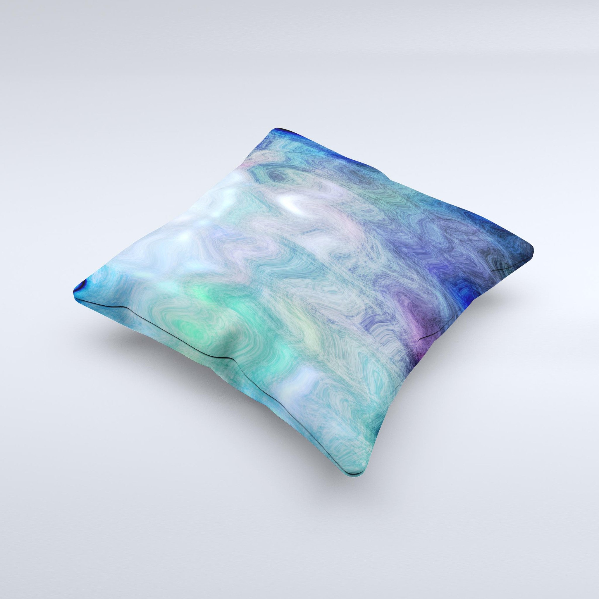 Vivid Blue Sagging Painted Surface decorative throw pillow with unique hand-crafted design, showcasing vibrant colors and high-quality fabric.