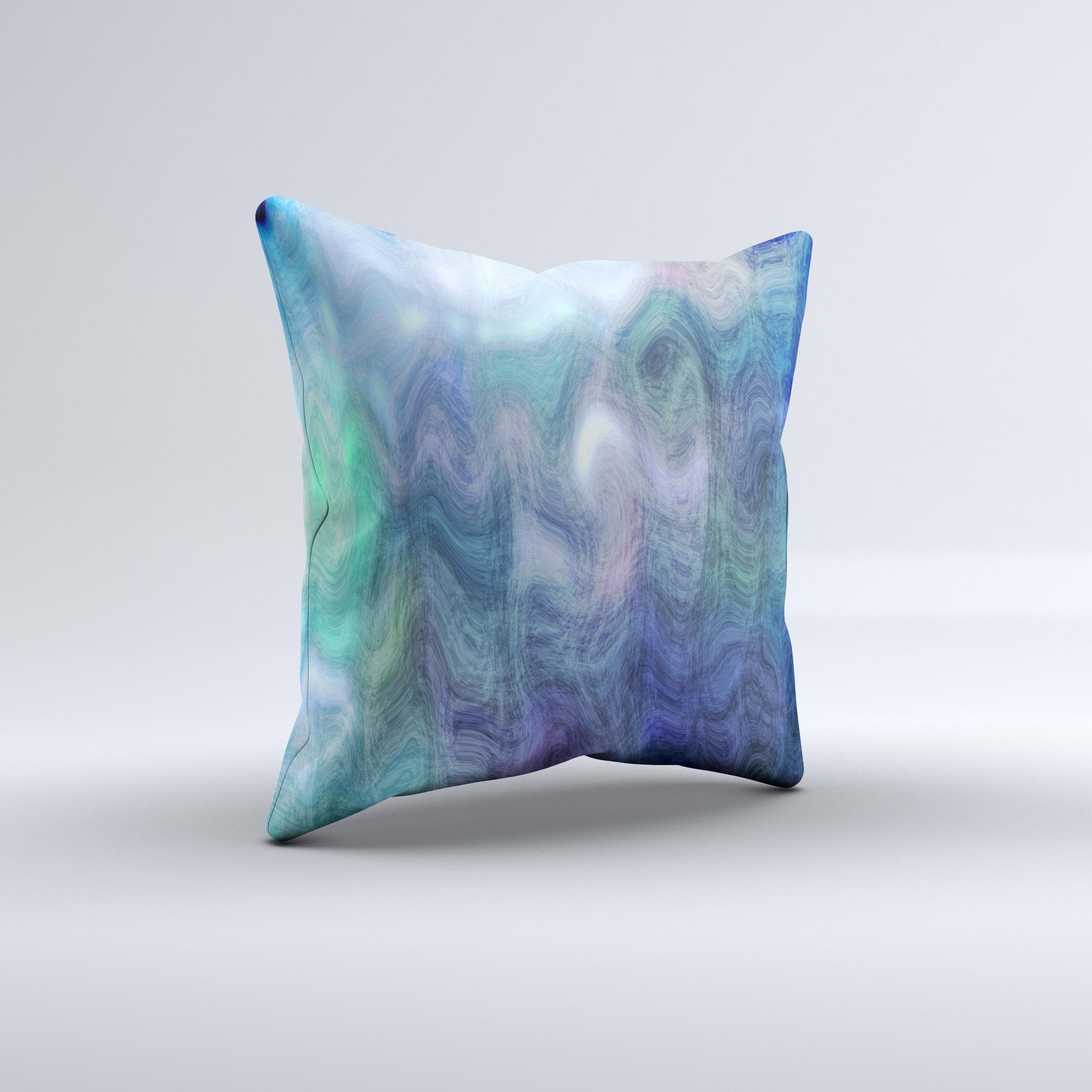 Vivid Blue Sagging Painted Surface decorative throw pillow with unique hand-crafted design, showcasing vibrant colors and high-quality fabric.