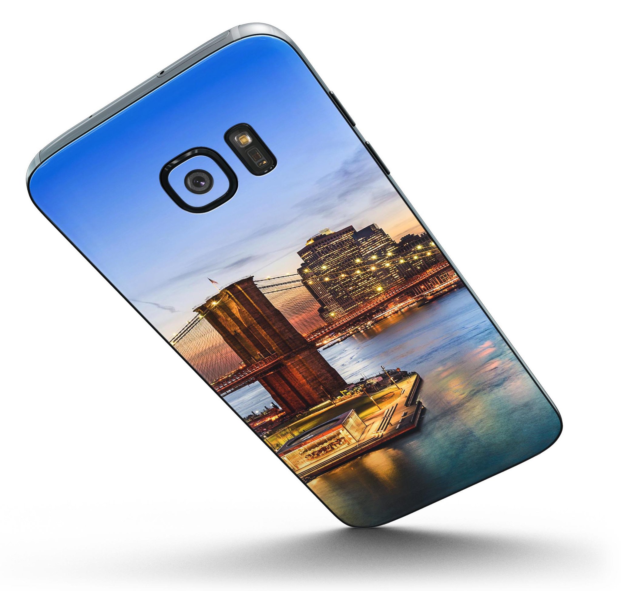 Vivid Brooklyn Bridge Skin-Kit for Samsung Galaxy S7, showcasing a vibrant design with full-body coverage.