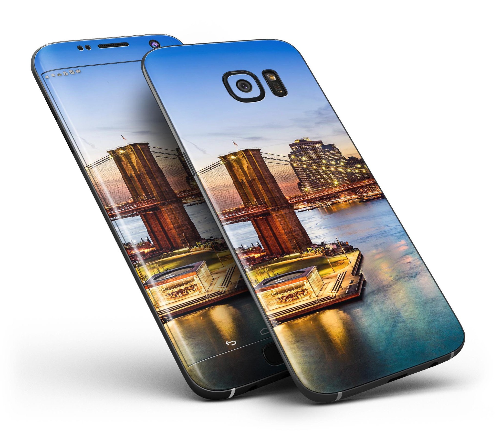 Vivid Brooklyn Bridge Skin-Kit for Samsung Galaxy S7, showcasing a vibrant design with full-body coverage.