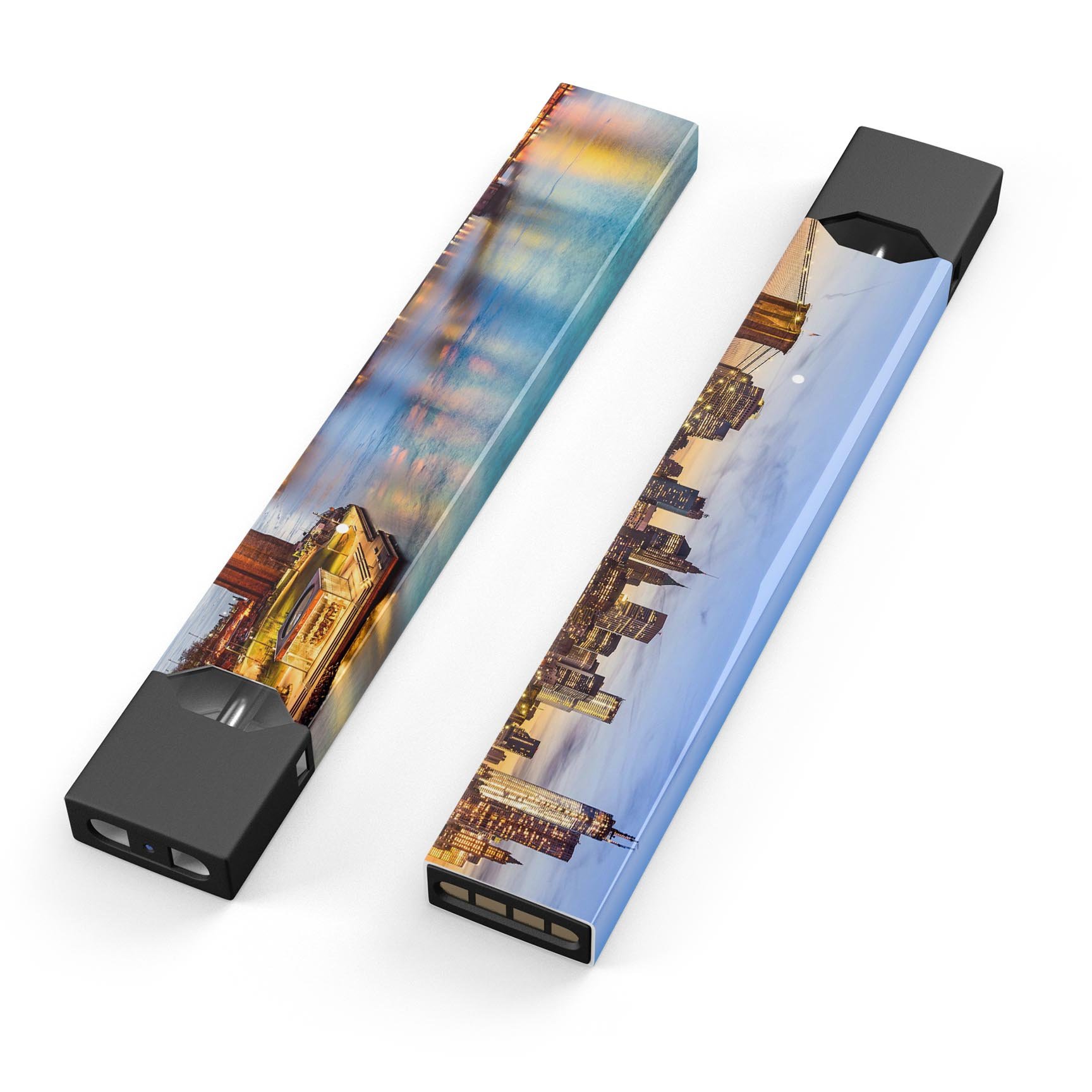 Vivid Brooklyn Bridge decal skin-wrap sticker designed for JUUL vaping device, showcasing vibrant colors and intricate details.