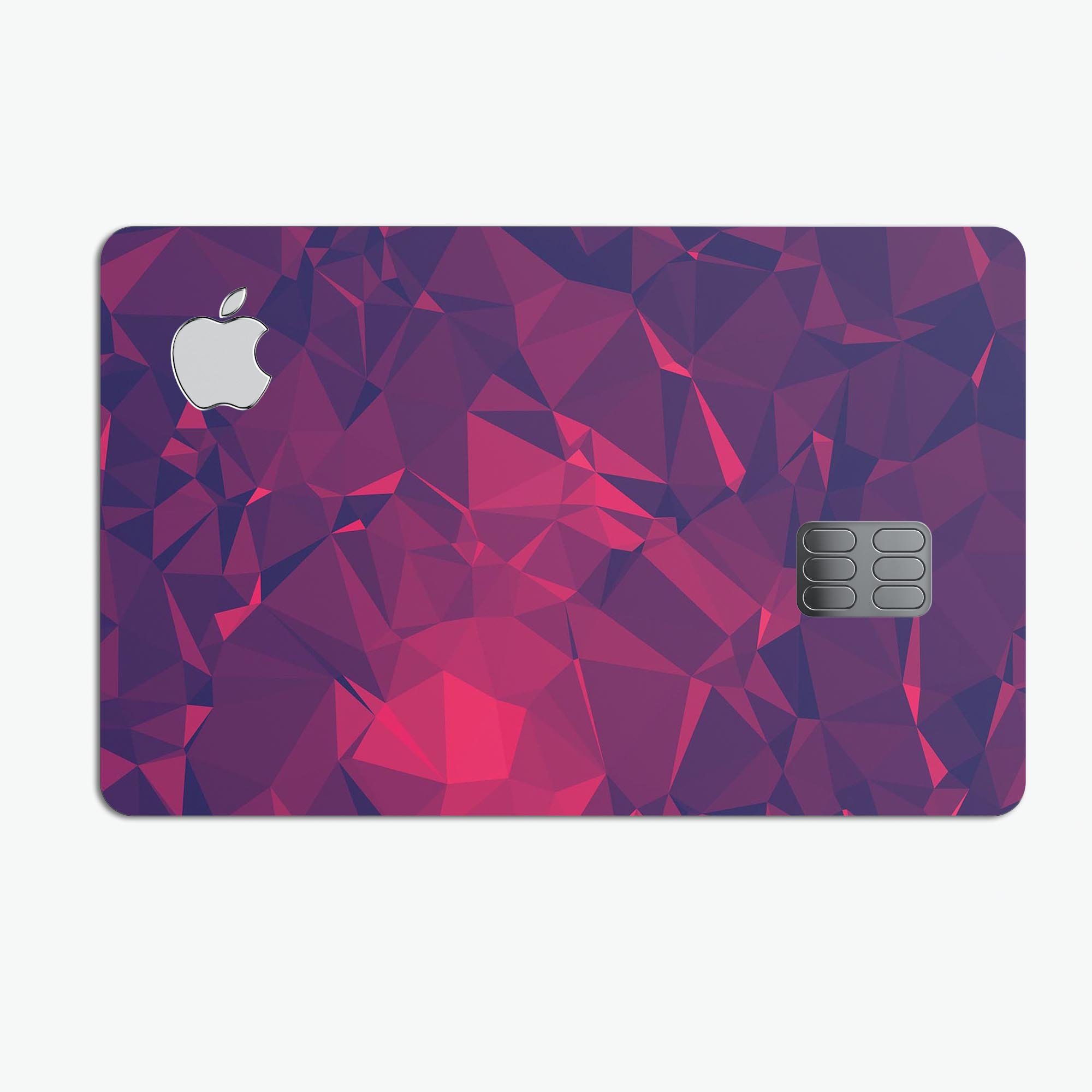 Vivid Fuchsia Geometric Triangles decal skin for Apple Card, showcasing vibrant colors and geometric patterns.