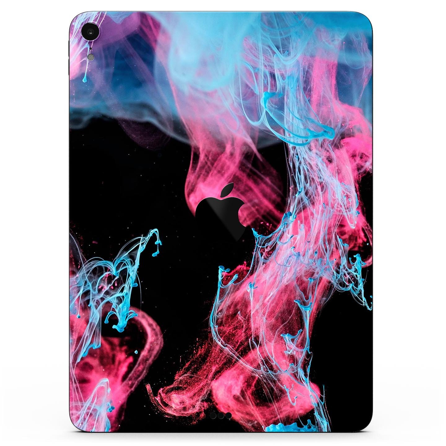 Vivid Pink and Teal liquid Cloud skin decal for Apple devices, showcasing vibrant colors and a sleek design.