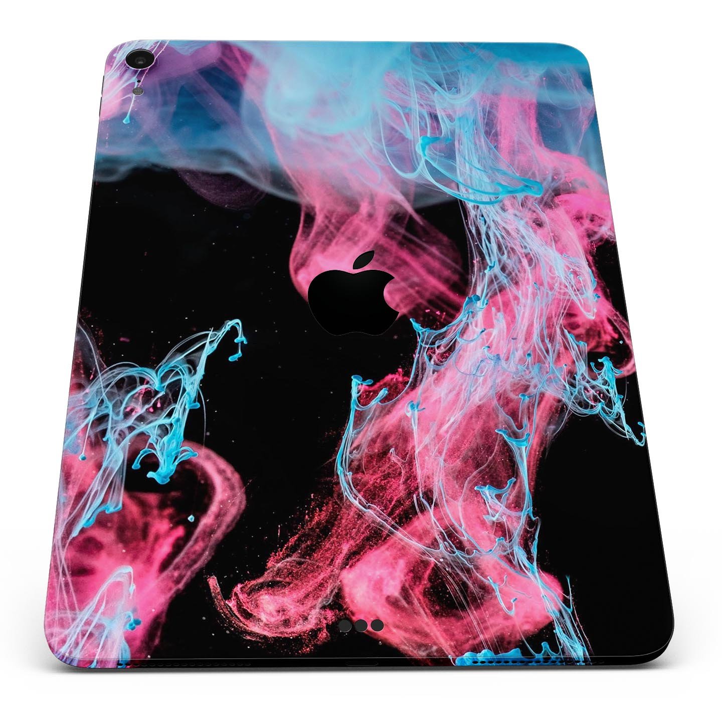 Vivid Pink and Teal liquid Cloud skin decal for Apple devices, showcasing vibrant colors and a sleek design.