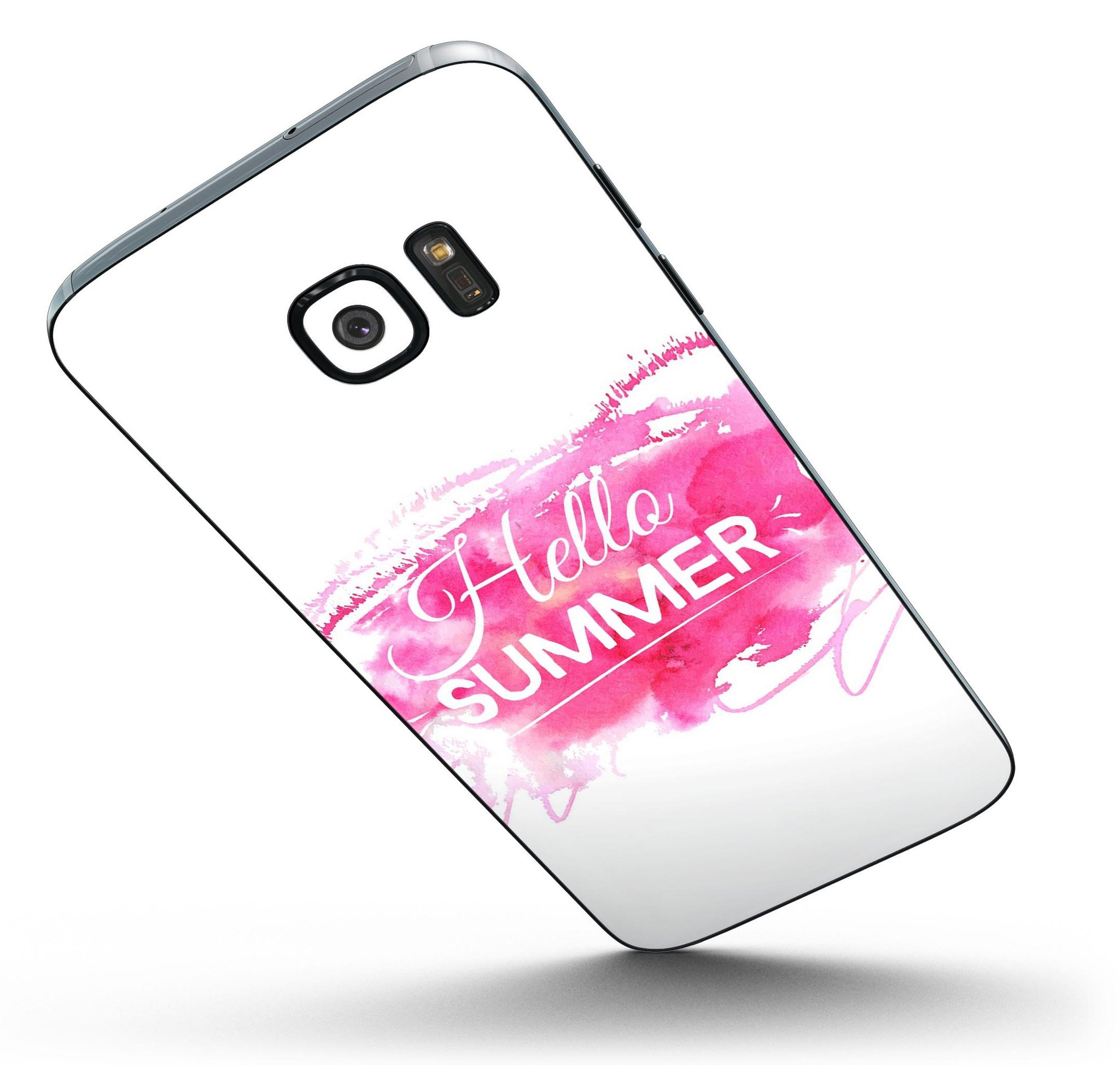 Vivid Pink Hello Summer skin kit for Samsung Galaxy S7, showcasing vibrant color and full-body design.