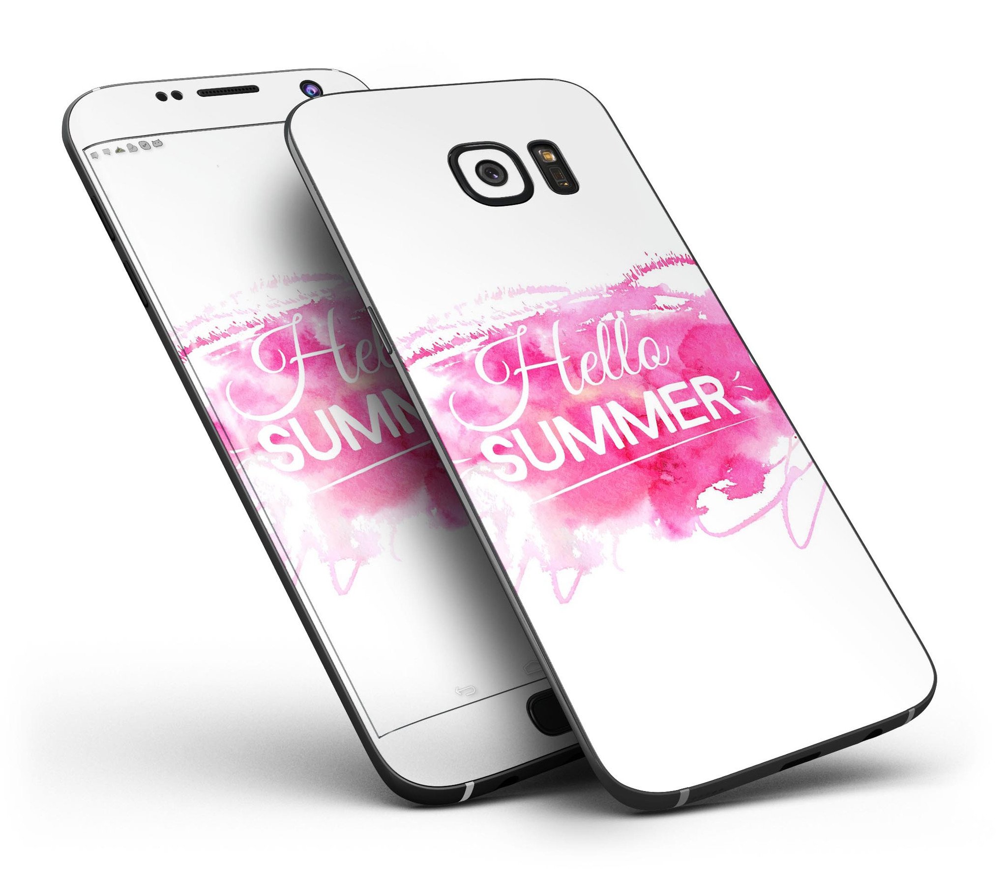 Vivid Pink Hello Summer skin kit for Samsung Galaxy S7, showcasing vibrant color and full-body design.