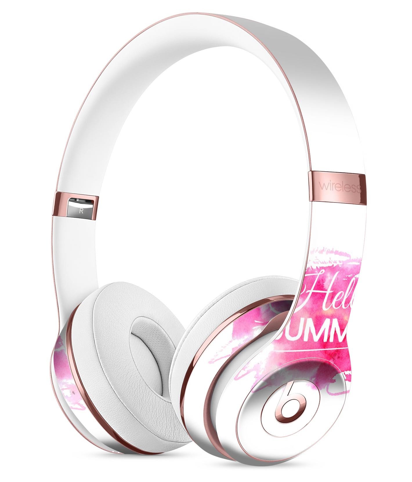 Vivid Pink Hello Summer Full-Body Skin Kit for Beats by Dre Solo 3, showcasing vibrant pink design and precise fit.