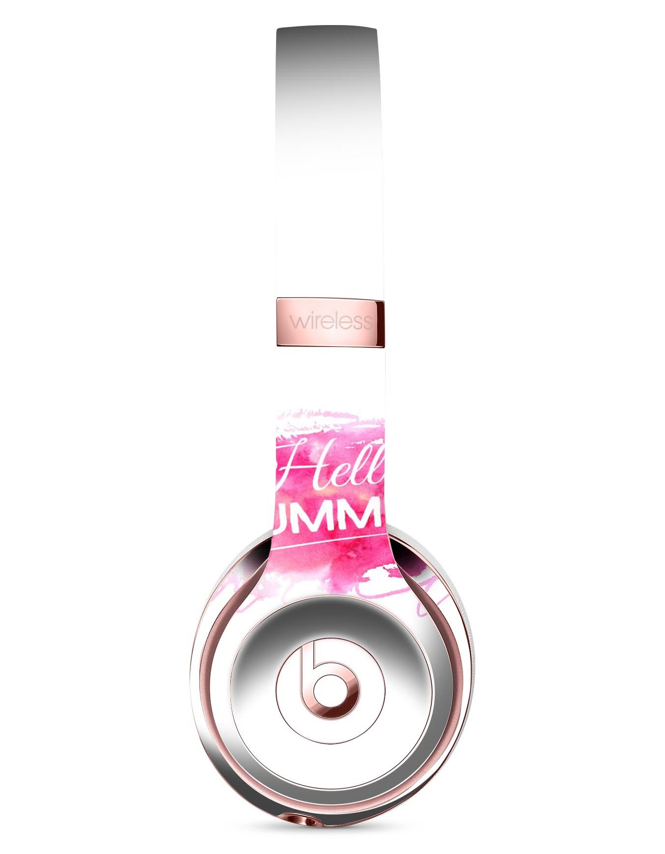 Vivid Pink Hello Summer Full-Body Skin Kit for Beats by Dre Solo 3, showcasing vibrant pink design and precise fit.