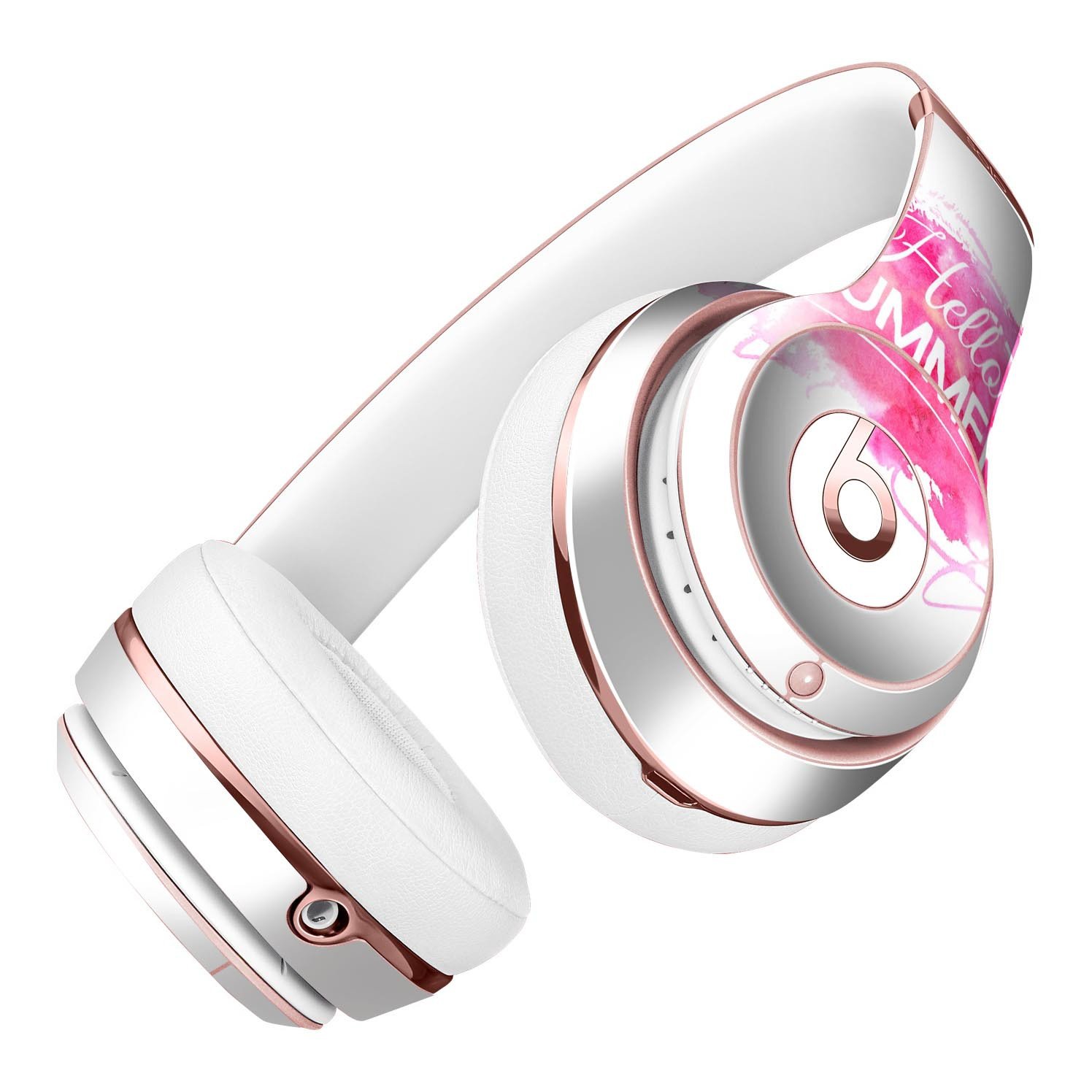 Vivid Pink Hello Summer Full-Body Skin Kit for Beats by Dre Solo 3, showcasing vibrant pink design and precise fit.