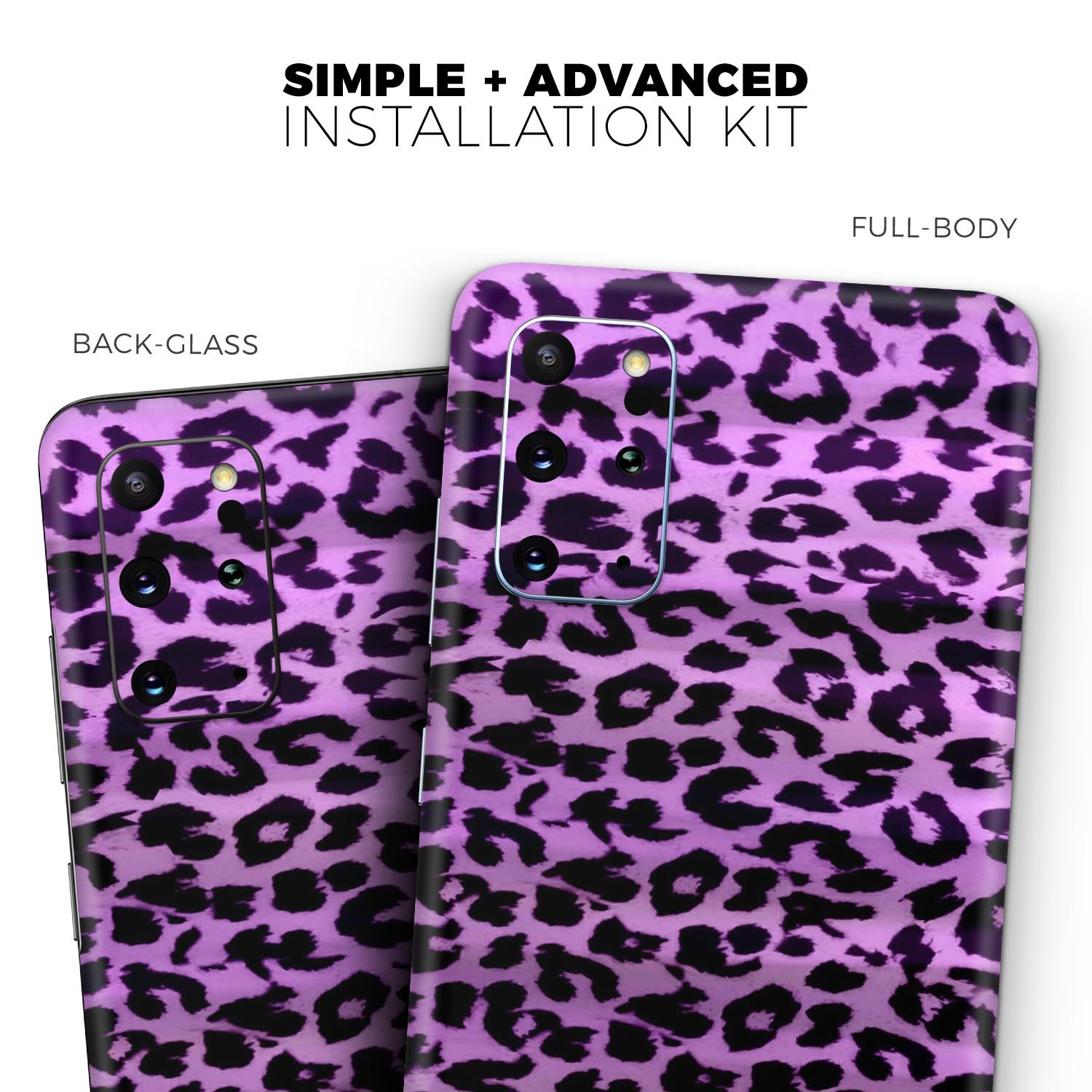 Vivid Purple Leopard Print Skin-Kit for Samsung Galaxy S-Series, showcasing vibrant colors and stylish design.