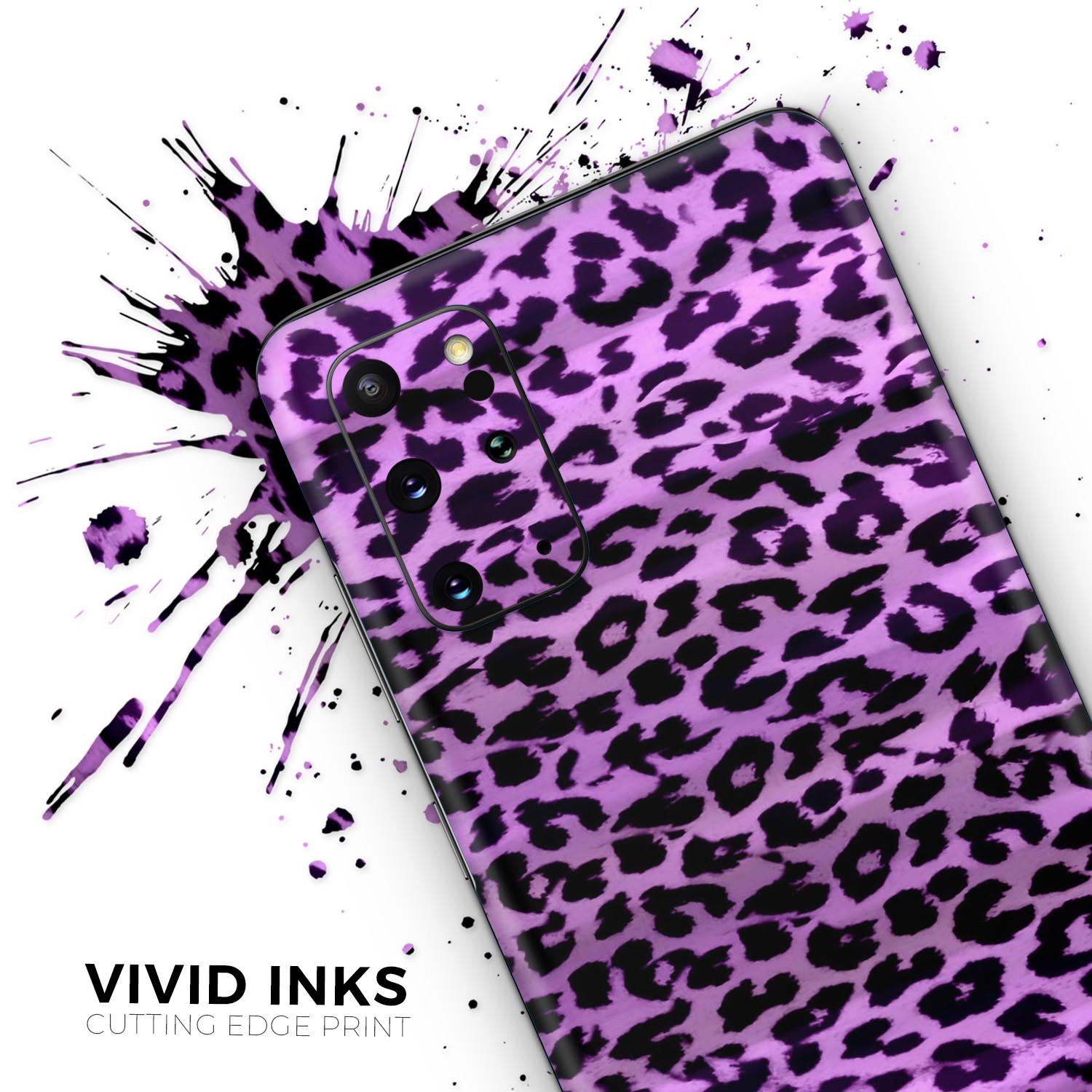 Vivid Purple Leopard Print Skin-Kit for Samsung Galaxy S-Series, showcasing vibrant colors and stylish design.