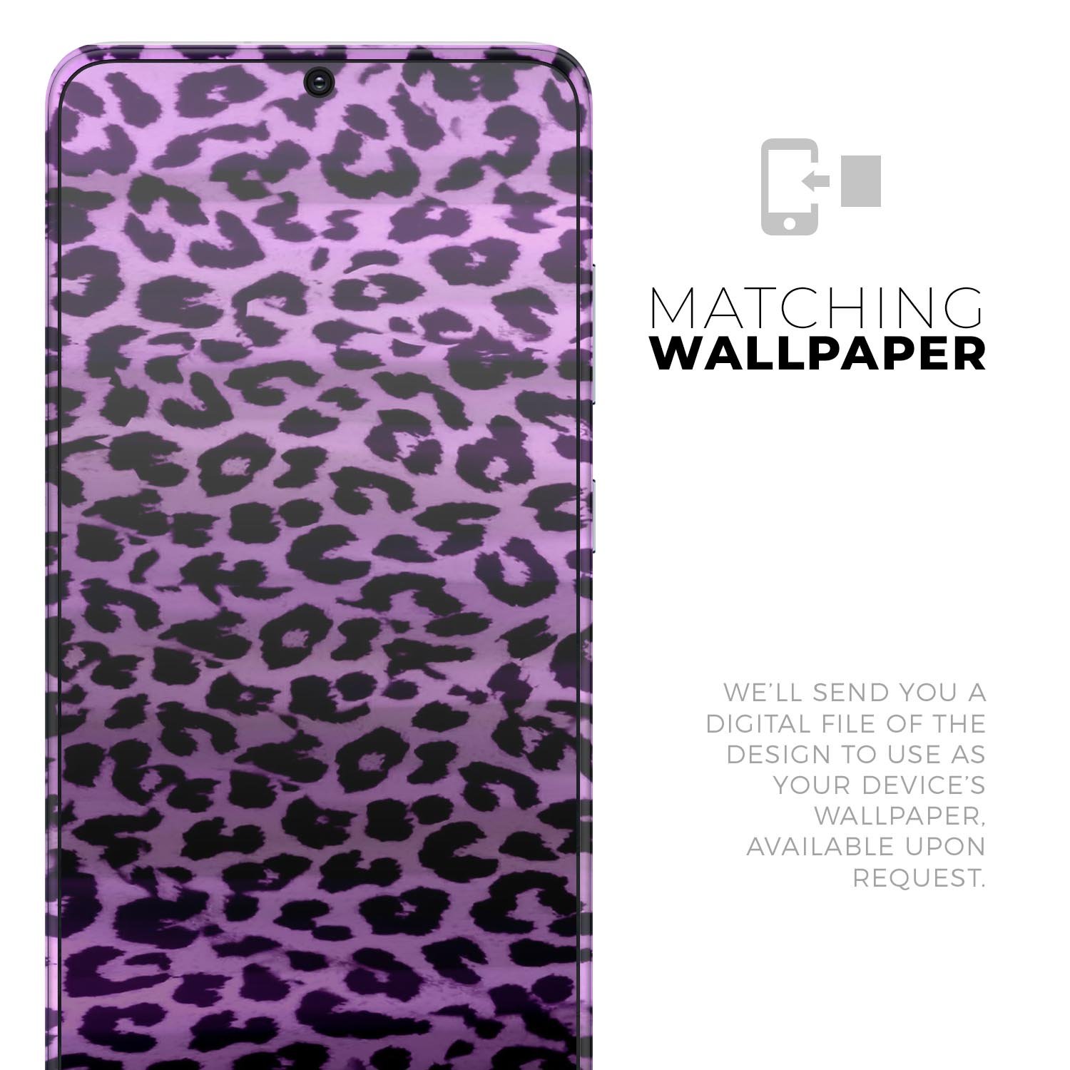 Vivid Purple Leopard Print Skin-Kit for Samsung Galaxy S-Series, showcasing vibrant colors and stylish design.