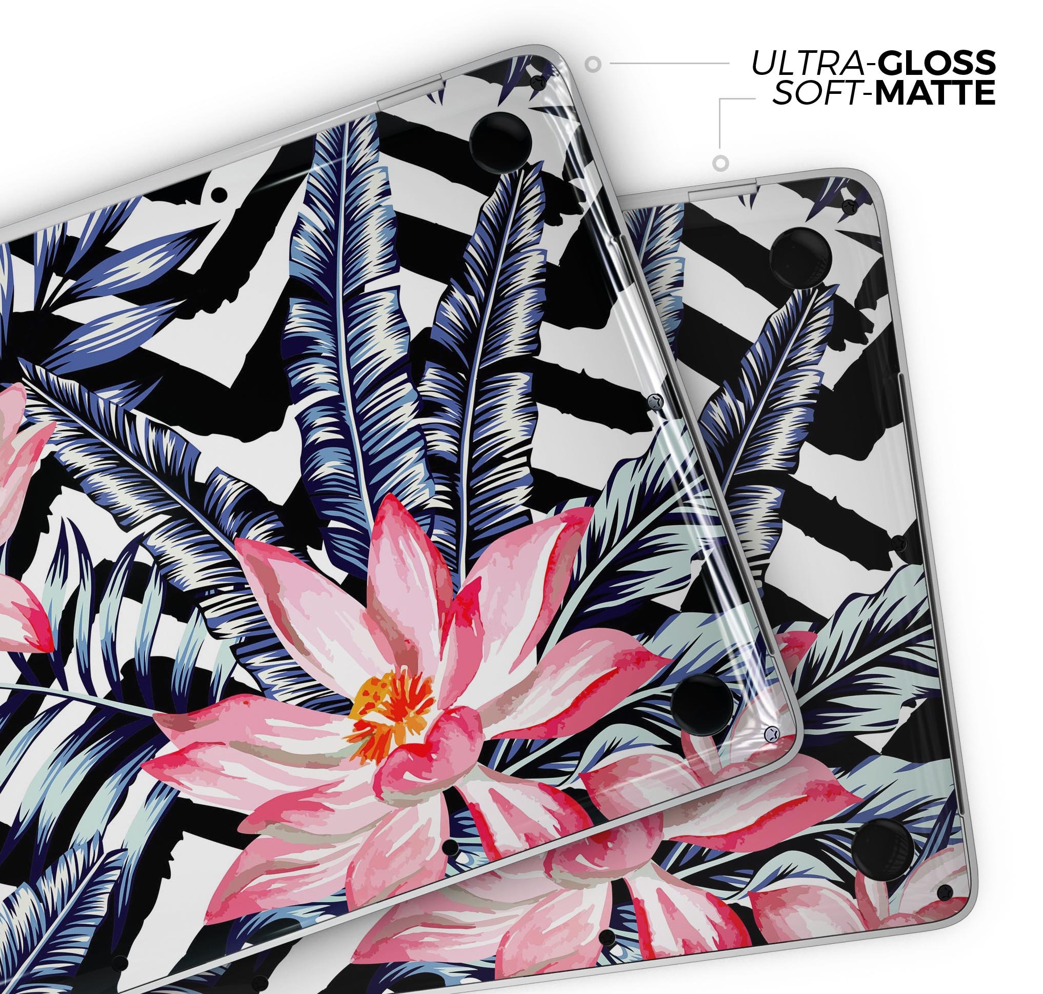 Vivid Tropical Chevron Floral Skin Decal Wrap Kit for MacBook, showcasing vibrant colors and stylish design.