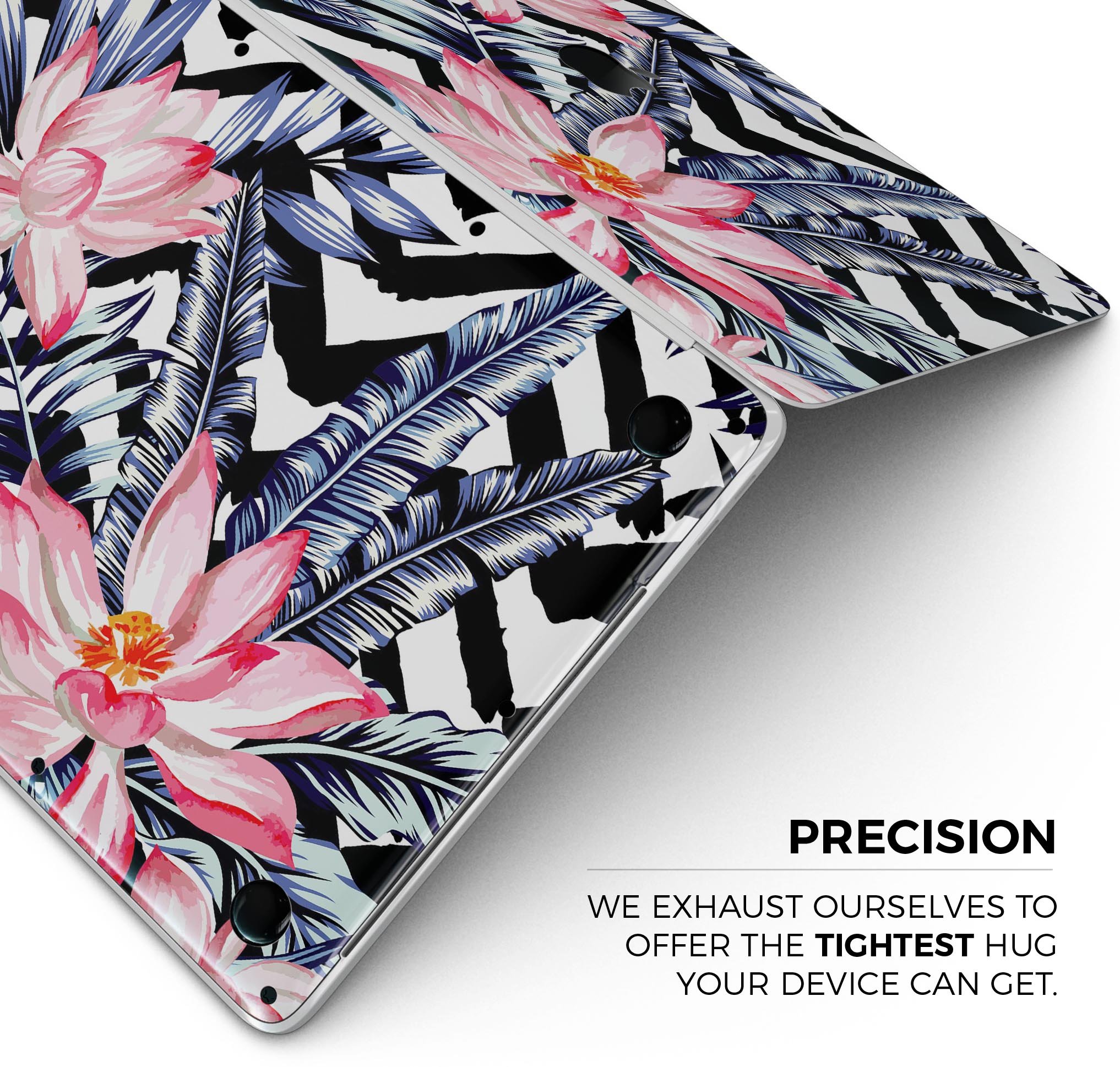 Vivid Tropical Chevron Floral Skin Decal Wrap Kit for MacBook, showcasing vibrant colors and stylish design.