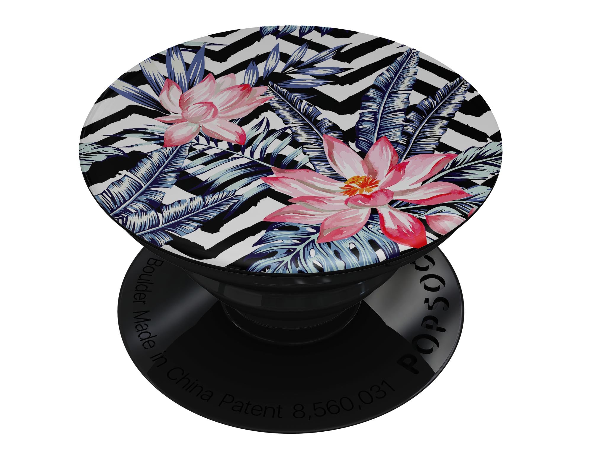 Vivid Tropical Chevron Floral Skin Kit for PopSockets featuring vibrant colors and floral patterns.