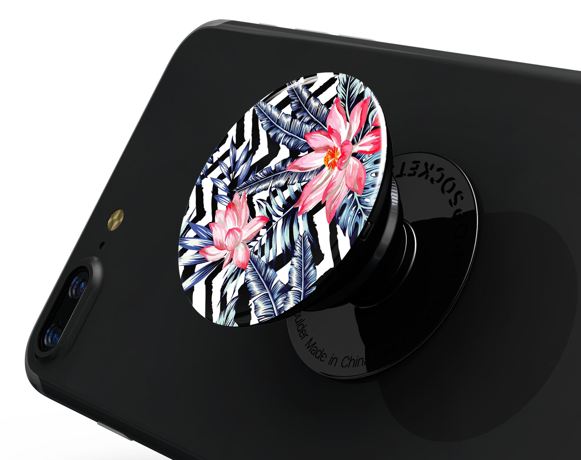 Vivid Tropical Chevron Floral Skin Kit for PopSockets featuring vibrant colors and floral patterns.