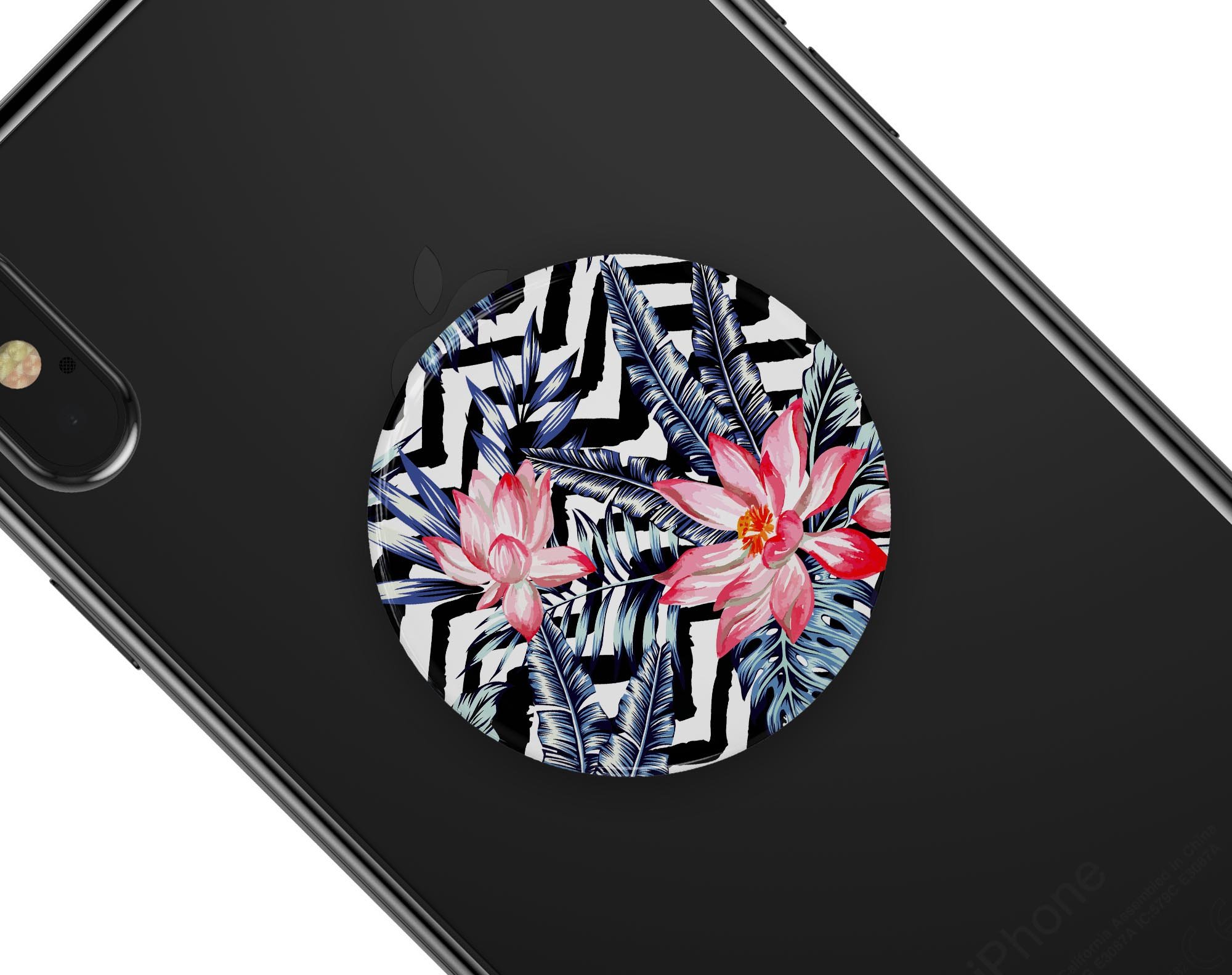 Vivid Tropical Chevron Floral Skin Kit for PopSockets featuring vibrant colors and floral patterns.