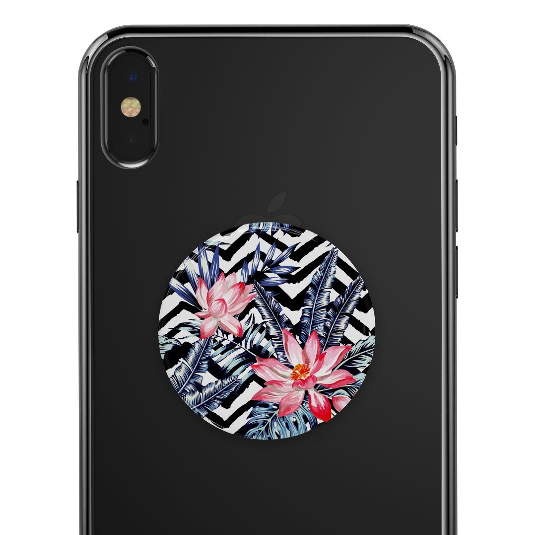 Vivid Tropical Chevron Floral Skin Kit for PopSockets featuring vibrant colors and floral patterns.