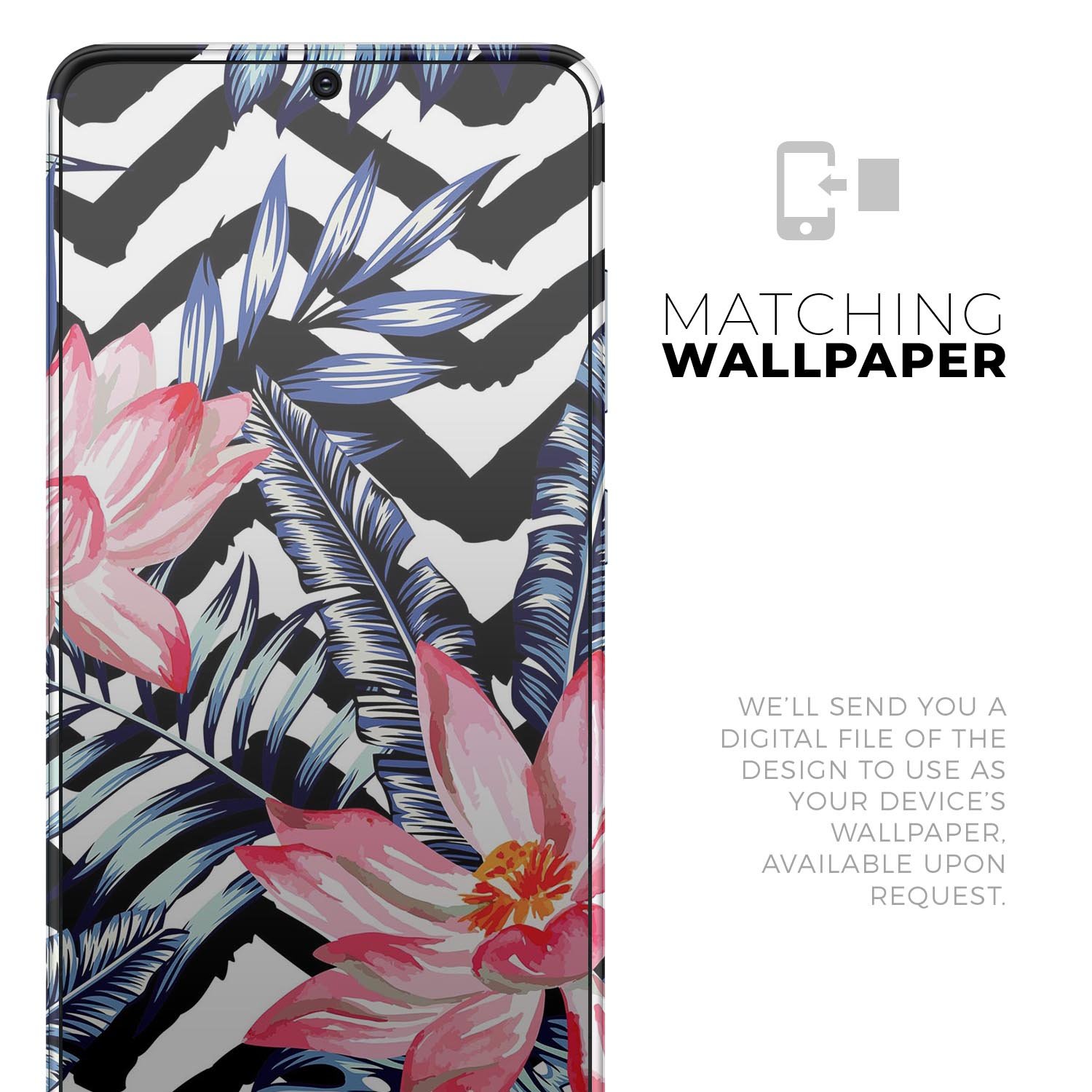 Vivid Tropical Chevron Floral Skin-Kit for Samsung Galaxy, showcasing vibrant colors and floral patterns on a sleek device.