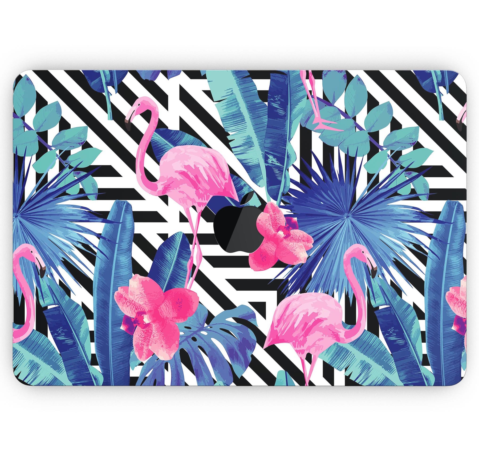 Vivid Tropical Chevron Floral skin decal wrap kit for MacBook, showcasing vibrant floral design and premium vinyl material.