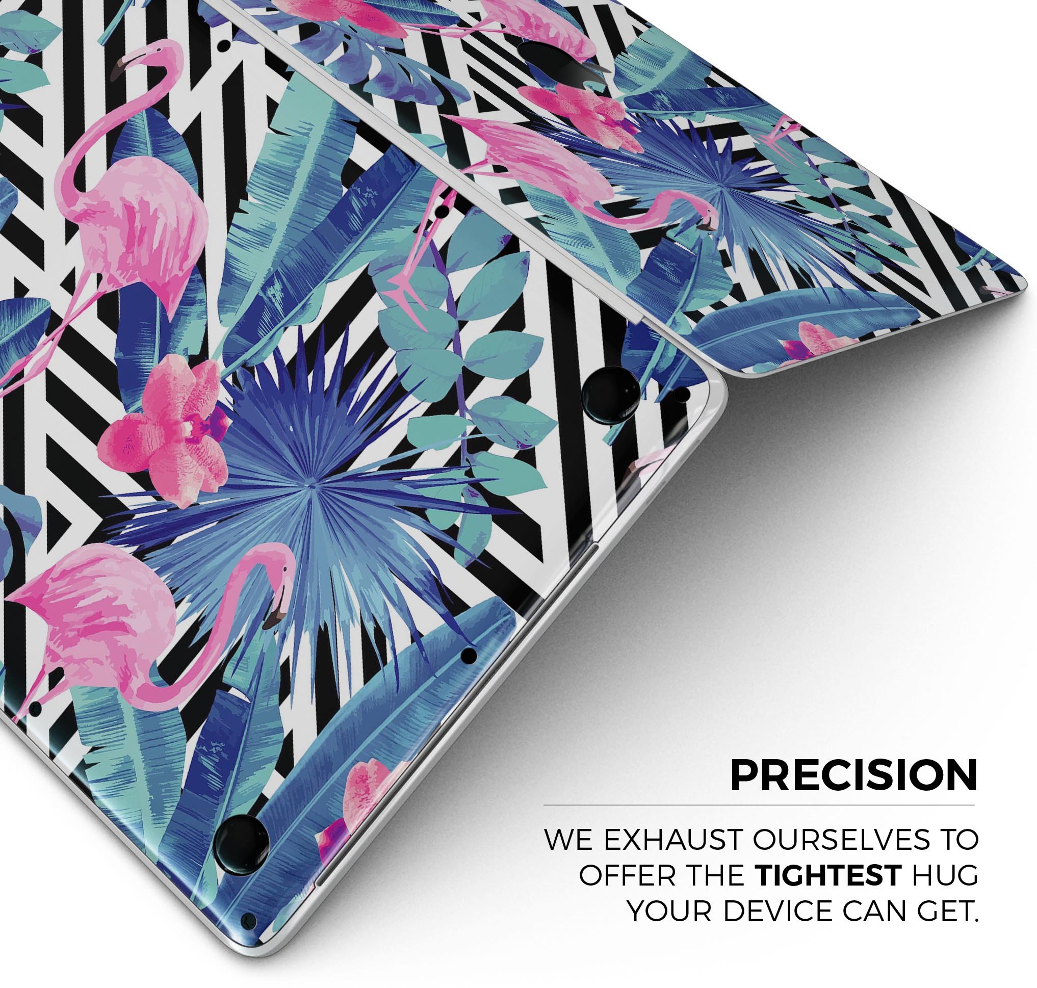 Vivid Tropical Chevron Floral skin decal wrap kit for MacBook, showcasing vibrant floral design and premium vinyl material.