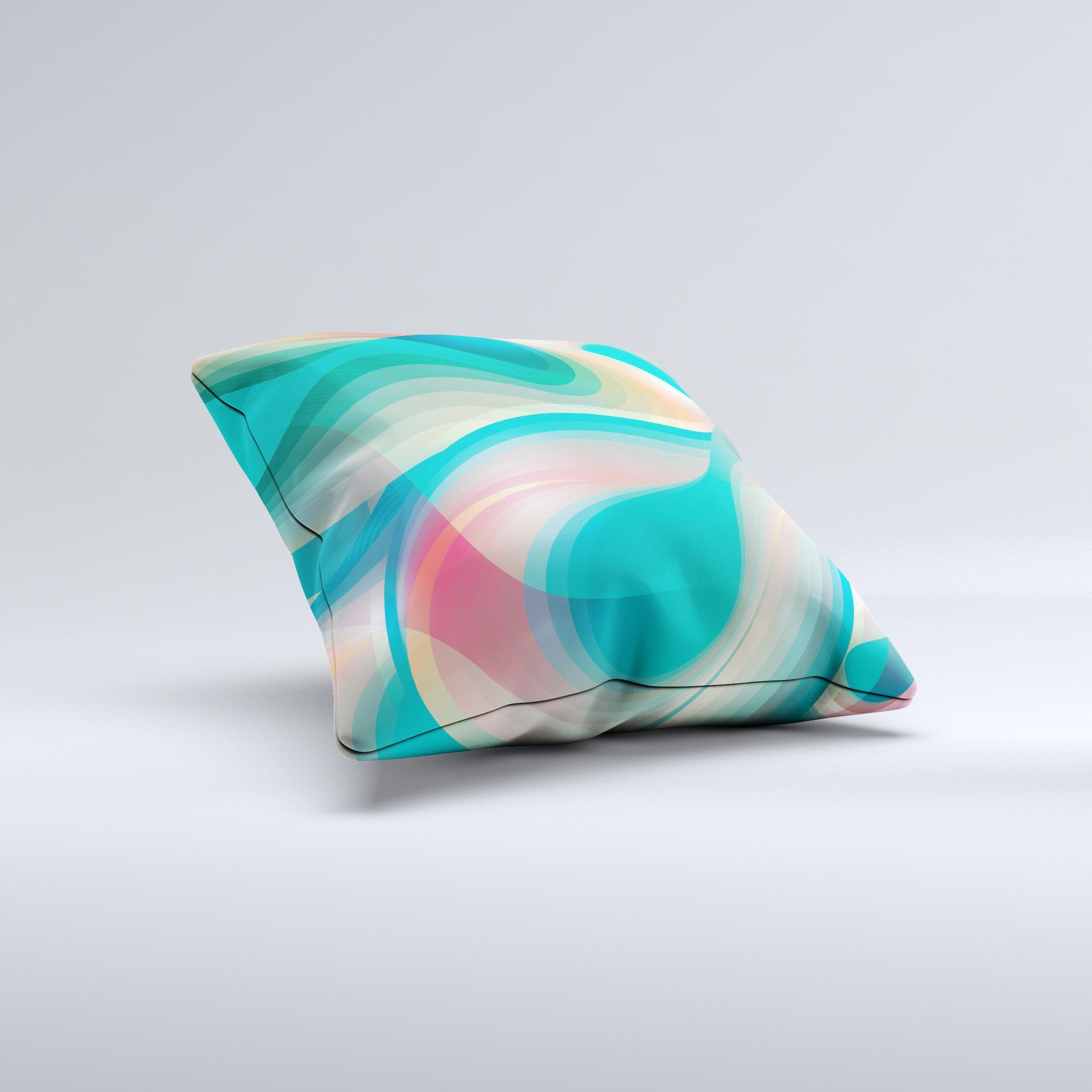 Vivid Turquoise 3D Wave Pattern decorative throw pillow, showcasing intricate wave design and high-quality fabric.