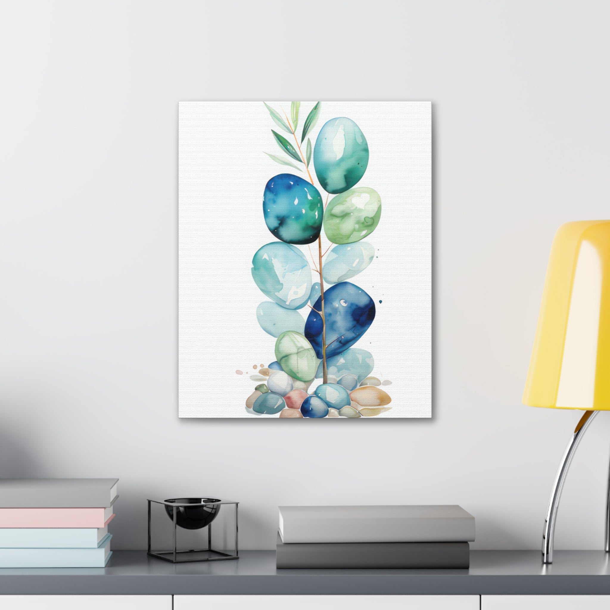 Coastal Sea Glass Canvas Print Artwork showcasing oceanic design with vibrant colors and textures.