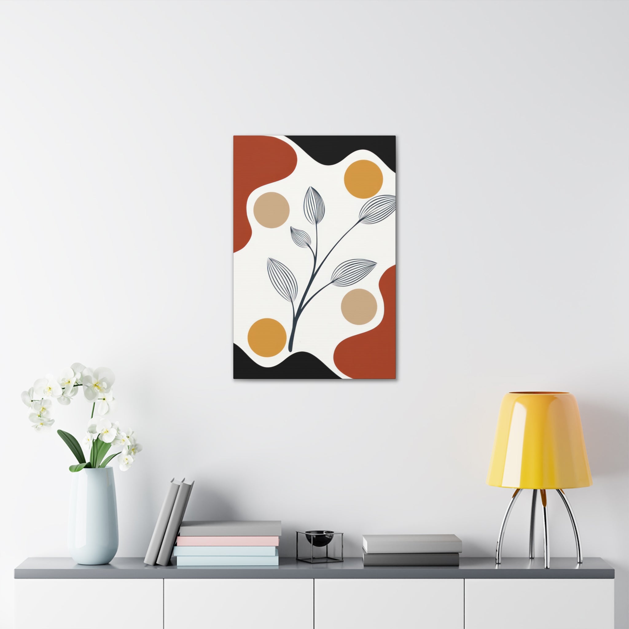 Floral line art canvas print showcasing intricate designs on a high-quality canvas wrap, perfect for home decor.