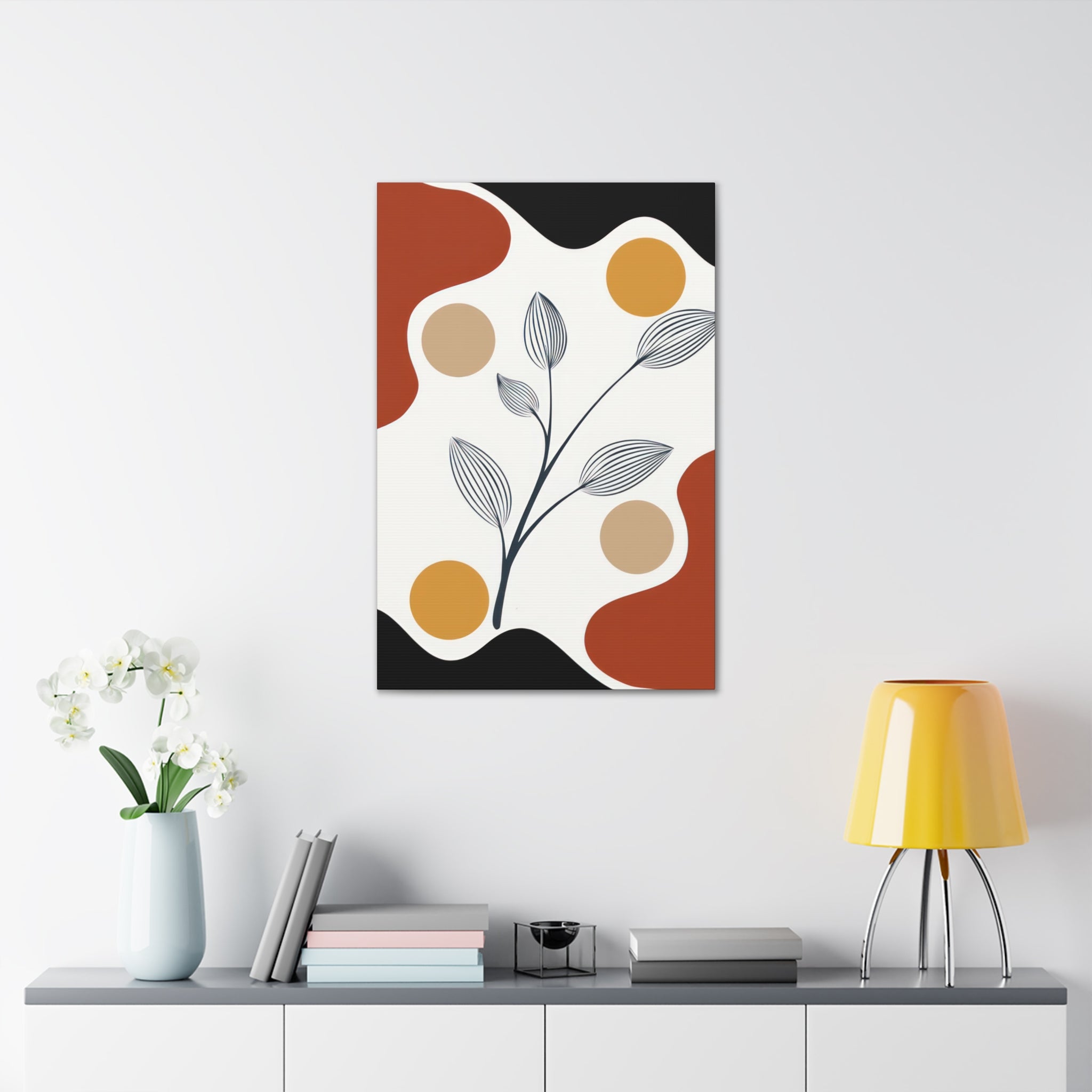 Floral line art canvas print showcasing intricate designs on a high-quality canvas wrap, perfect for home decor.