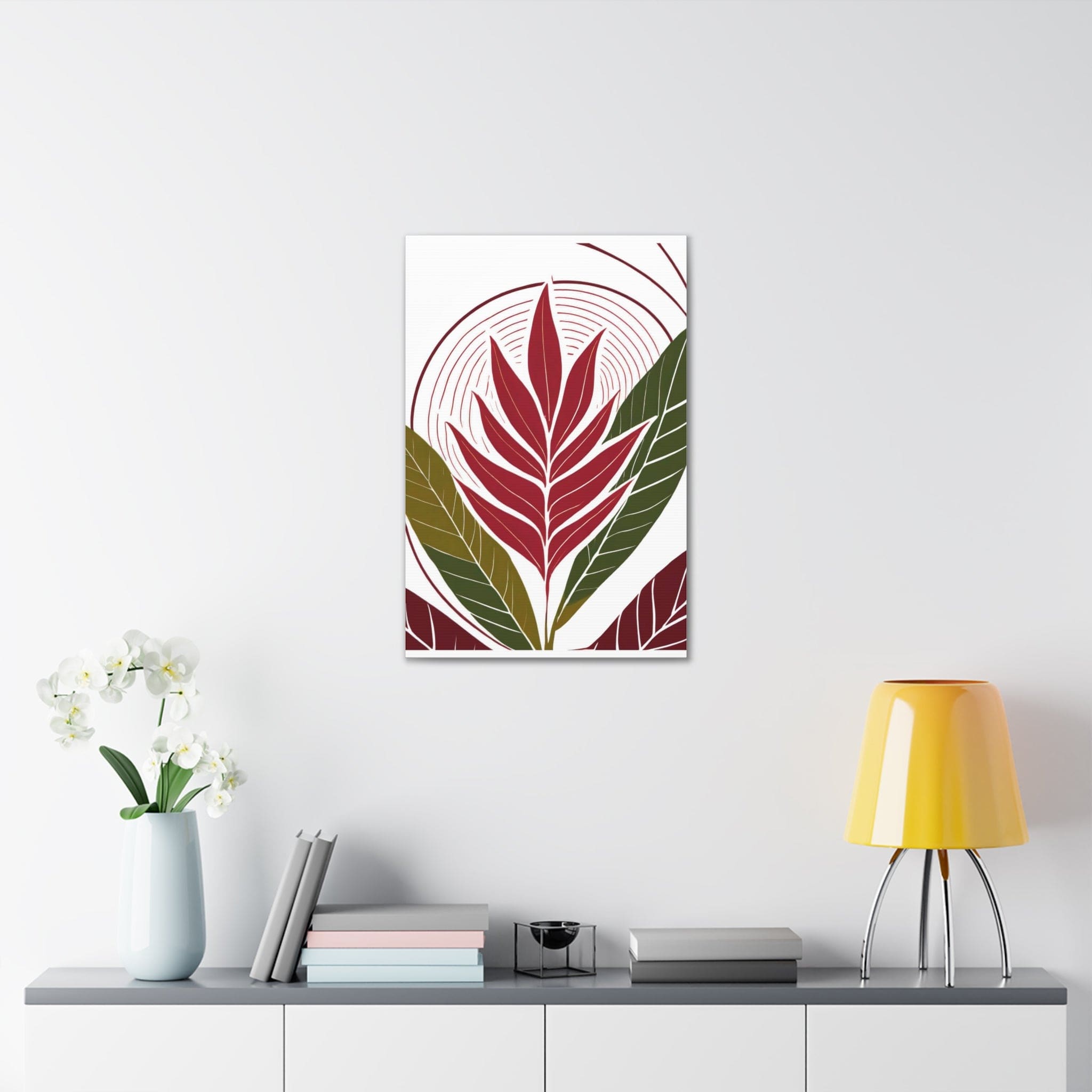 Floral Line Art Print 8333 on a canvas, showcasing intricate floral designs in elegant line art style, perfect for wall decor.