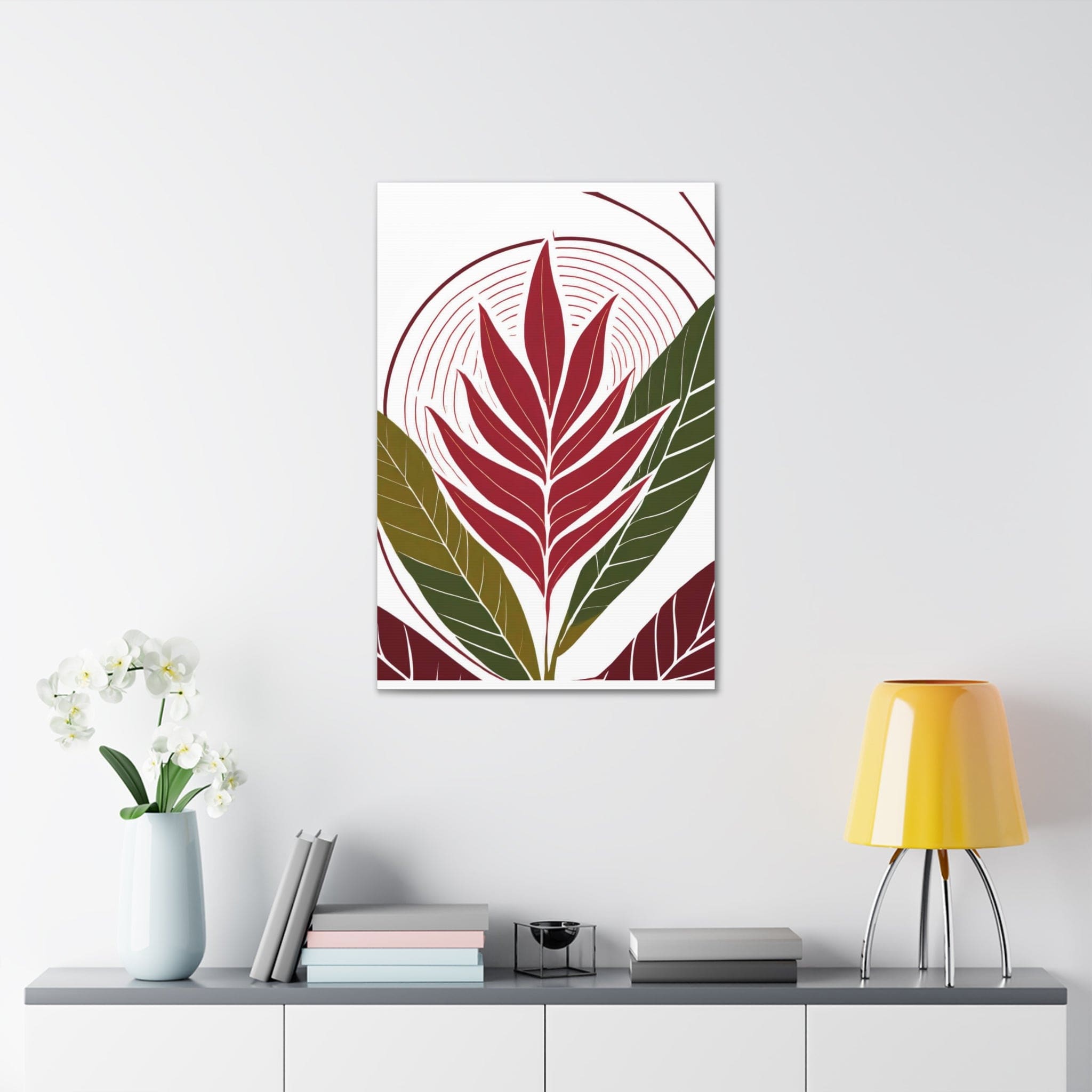 Floral Line Art Print 8333 on a canvas, showcasing intricate floral designs in elegant line art style, perfect for wall decor.