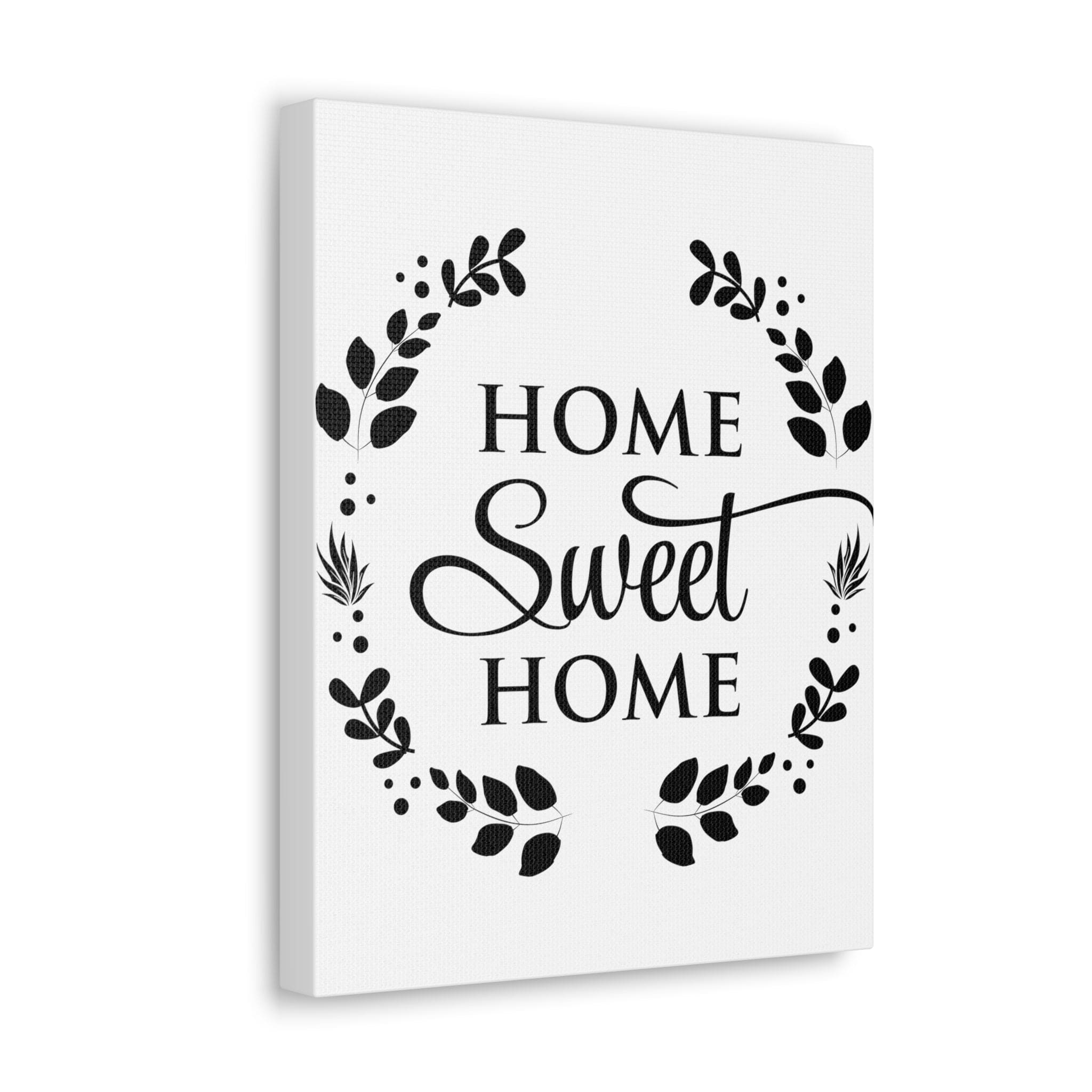 A beautifully designed canvas print featuring the phrase 'Home Sweet Home', showcasing vibrant colors and a textured finish, perfect for home decor.