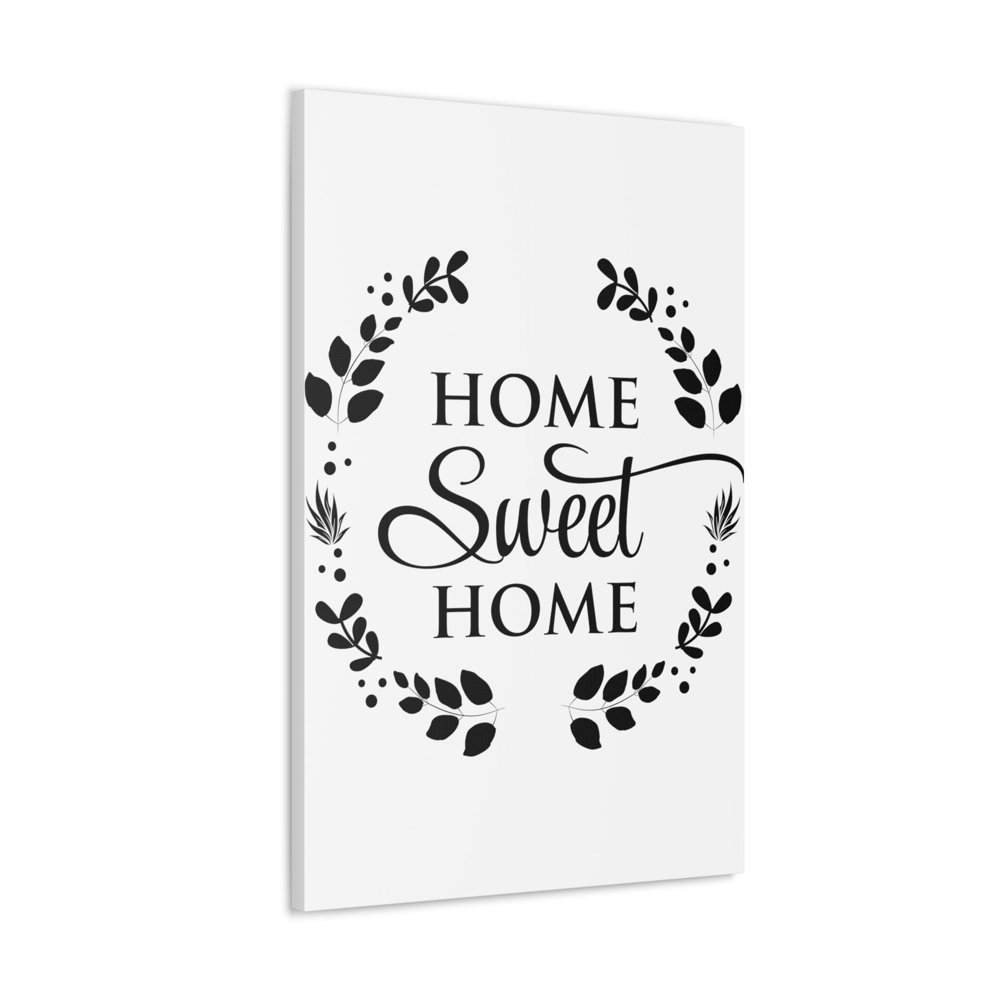 A beautifully designed canvas print featuring the phrase 'Home Sweet Home', showcasing vibrant colors and a textured finish, perfect for home decor.