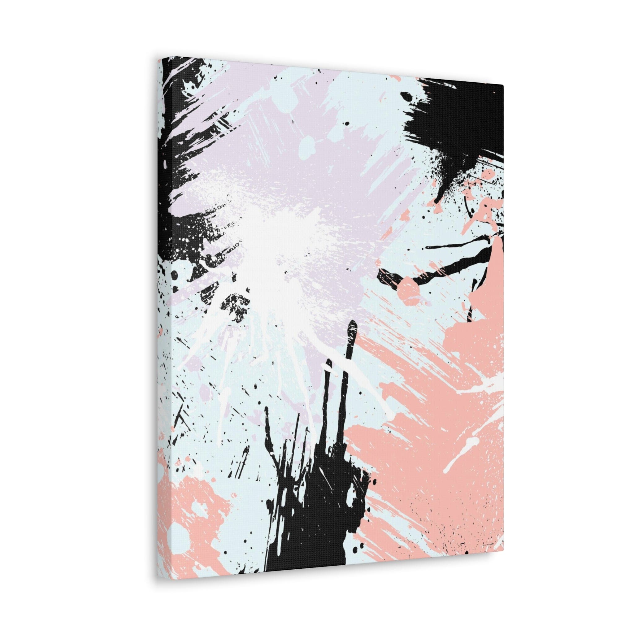 Canvas print artwork featuring a pink and black abstract pattern, showcasing vibrant colors and intricate designs.