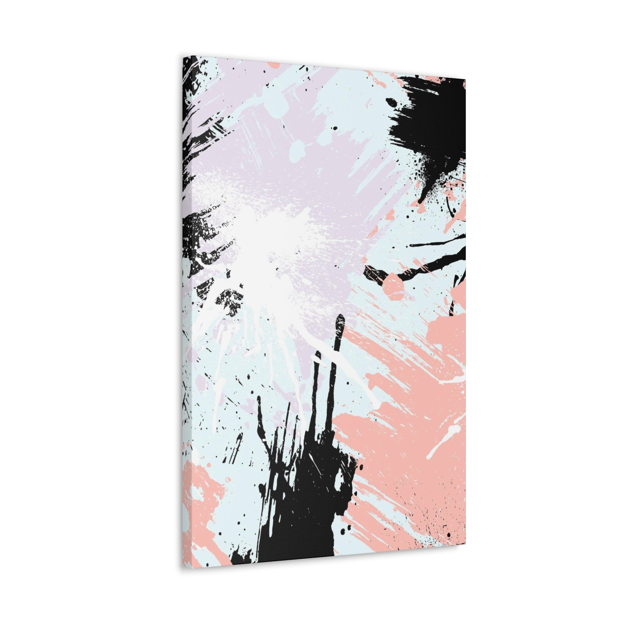 Canvas print artwork featuring a pink and black abstract pattern, showcasing vibrant colors and intricate designs.