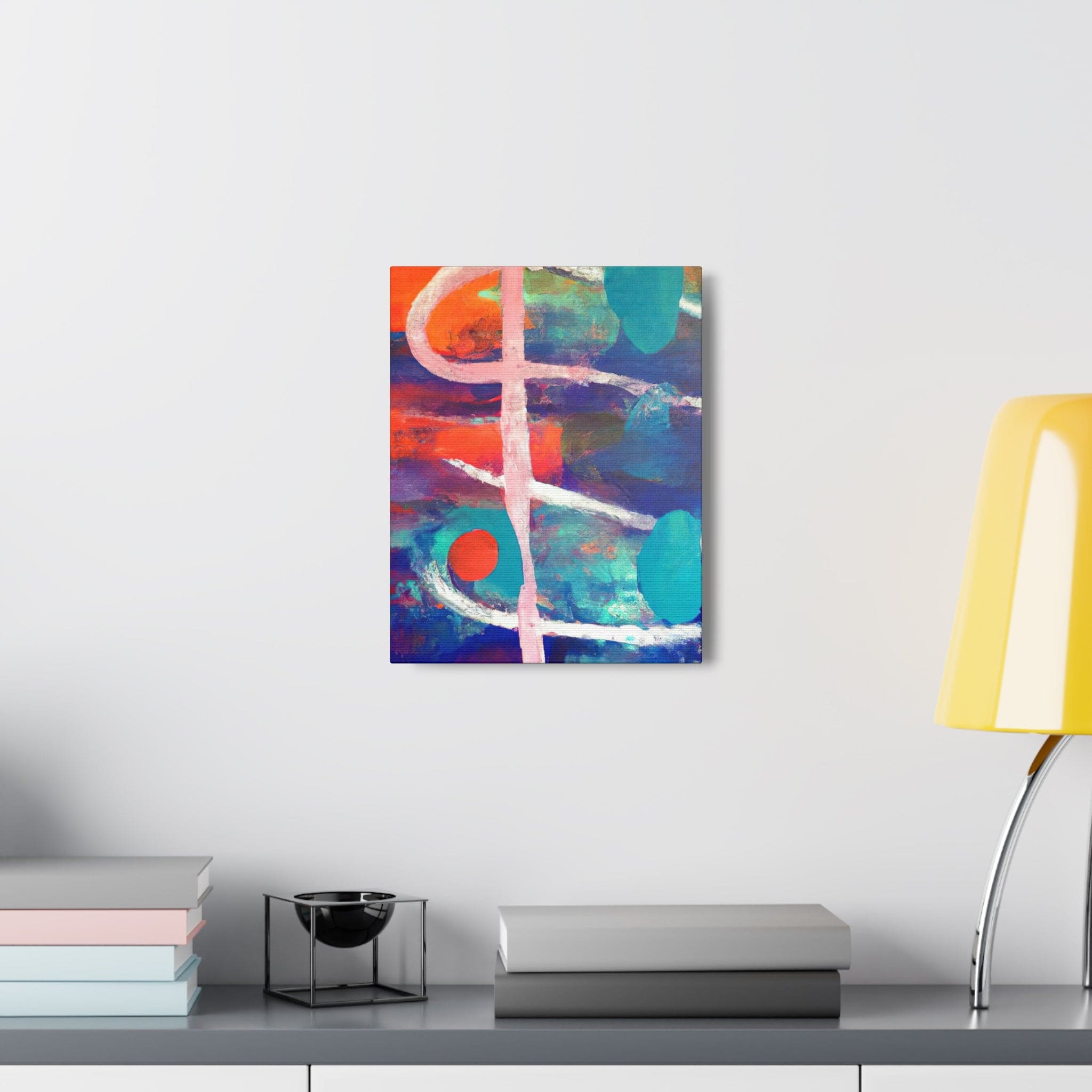 A vibrant red and blue abstract canvas print artwork, showcasing a modern design perfect for wall decor.