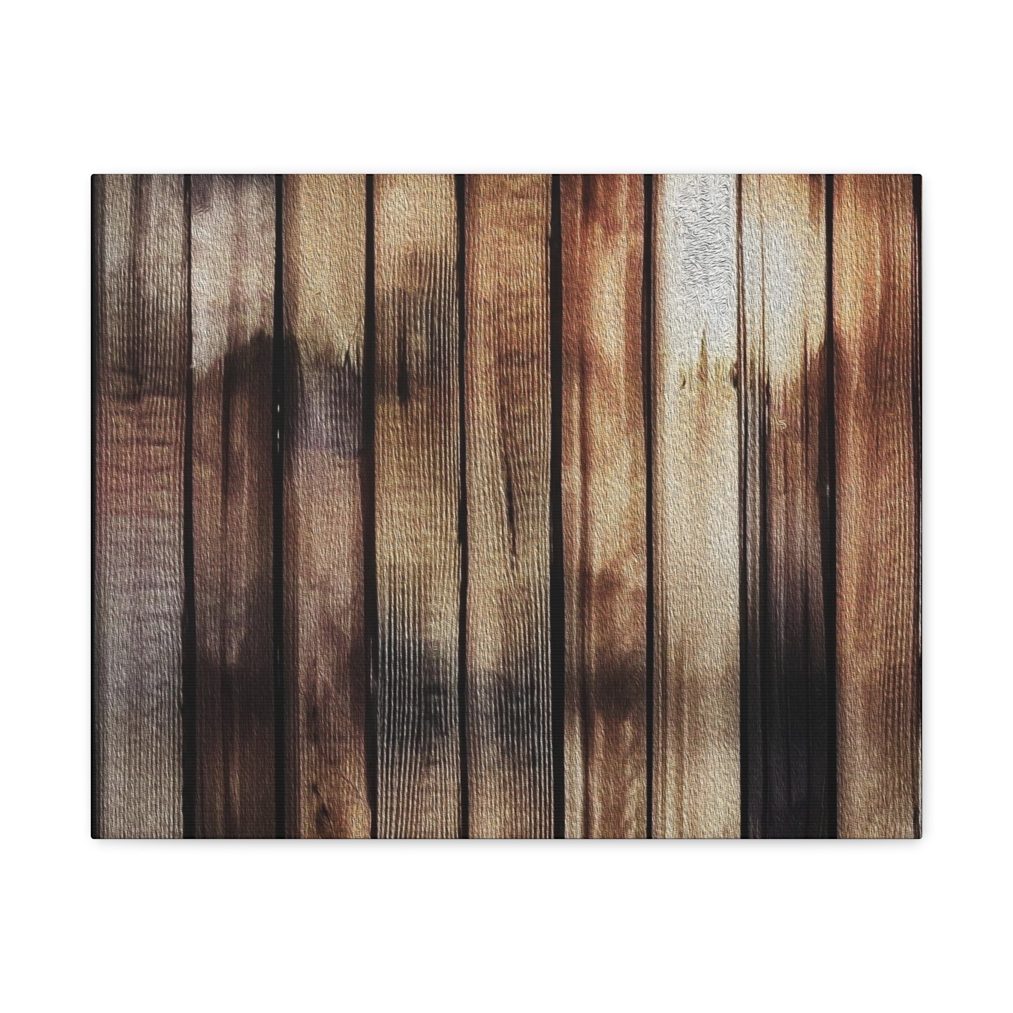 Canvas print artwork featuring a detailed wood grain pattern, showcasing rich textures and colors, perfect for home or office decor.