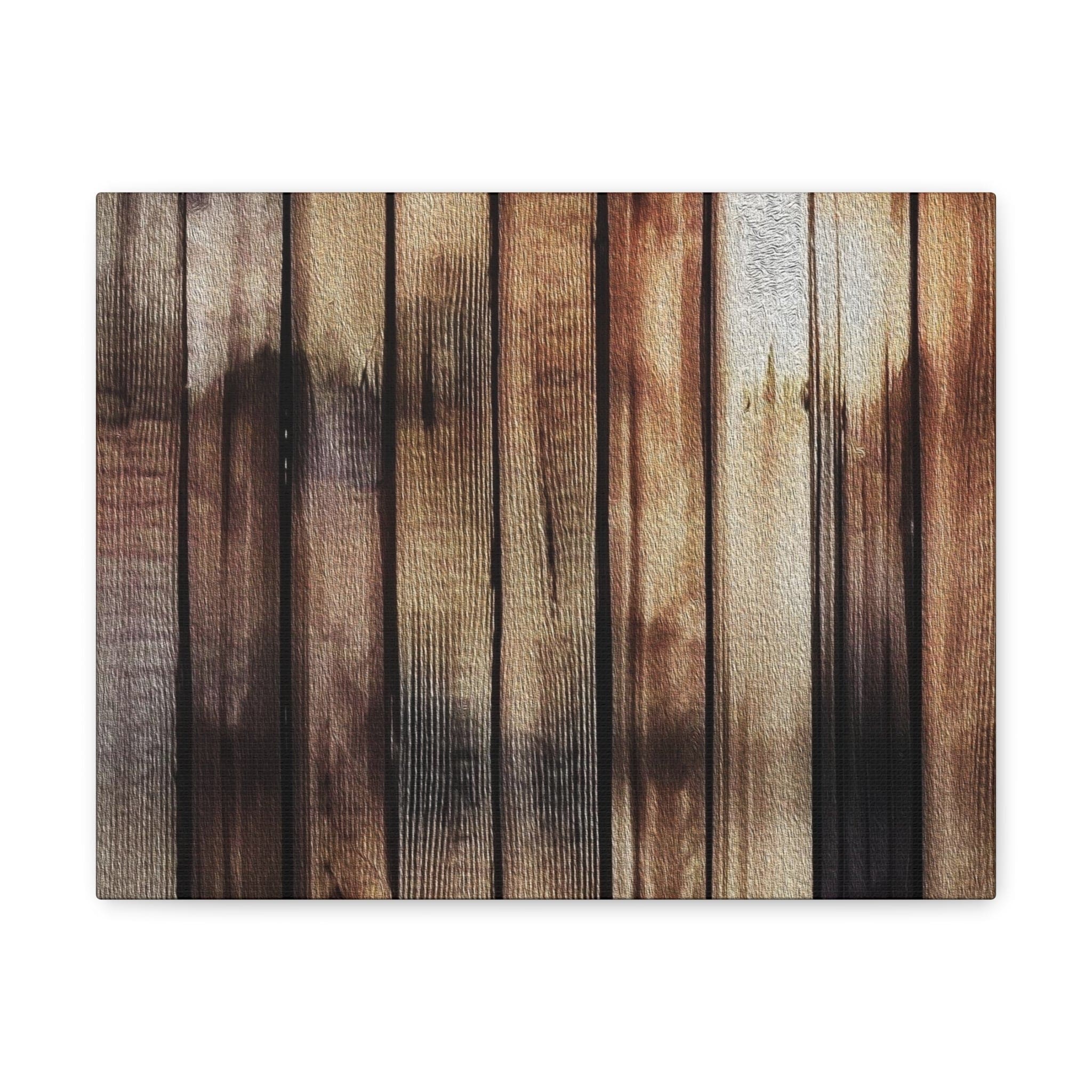 Canvas print artwork featuring a detailed wood grain pattern, showcasing rich textures and colors, perfect for home or office decor.