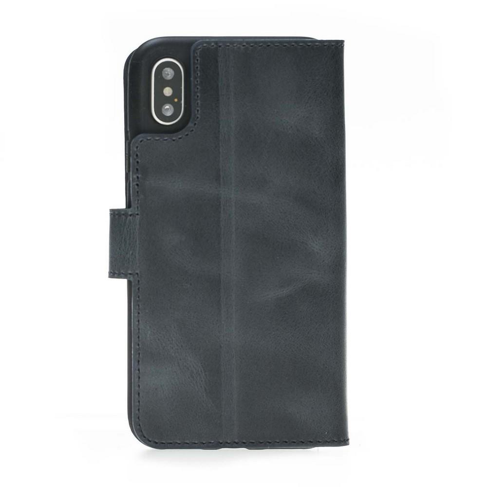 Wallet Folio Leather Case for Apple iPhone X series, featuring an ID slot and premium full grain leather design.