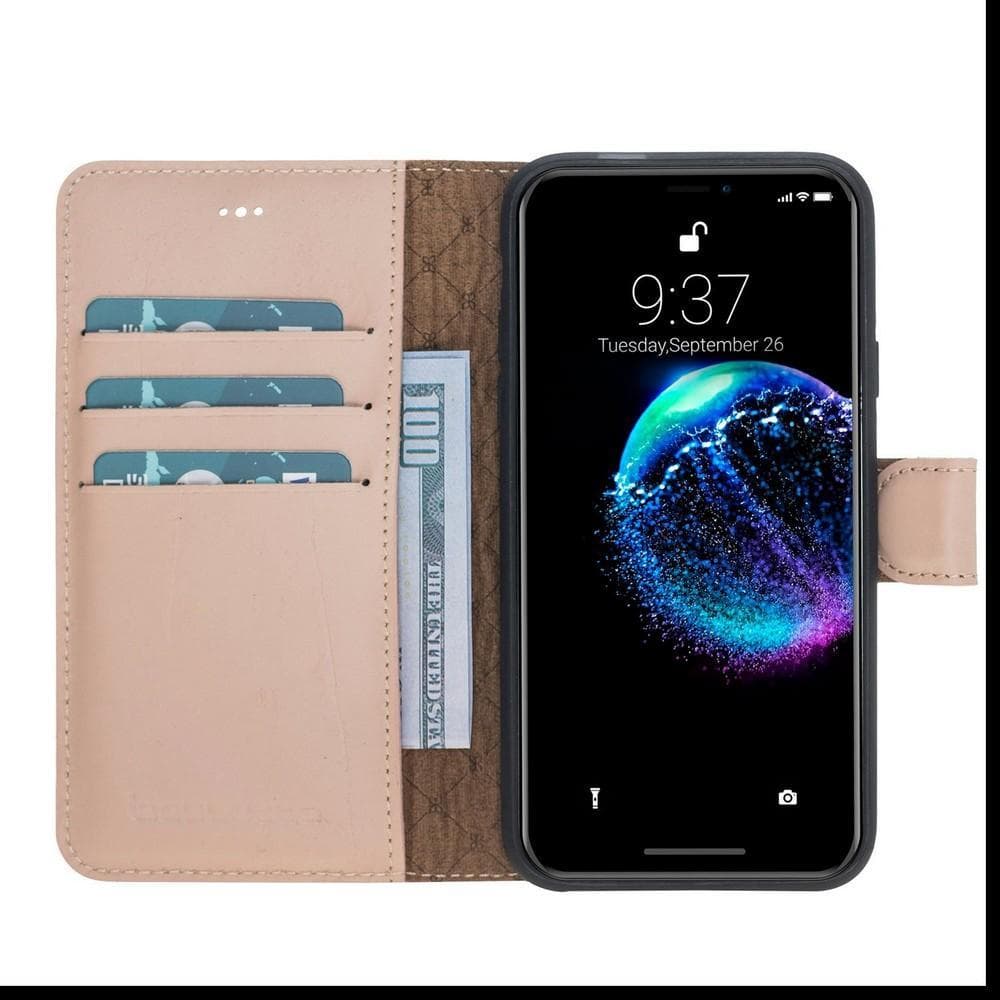 Wallet Folio Leather Case for Apple iPhone X series, featuring an ID slot and premium full grain leather design.