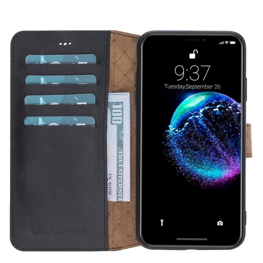 Wallet Folio Leather Case for Apple iPhone X series, featuring an ID slot and premium full grain leather design.