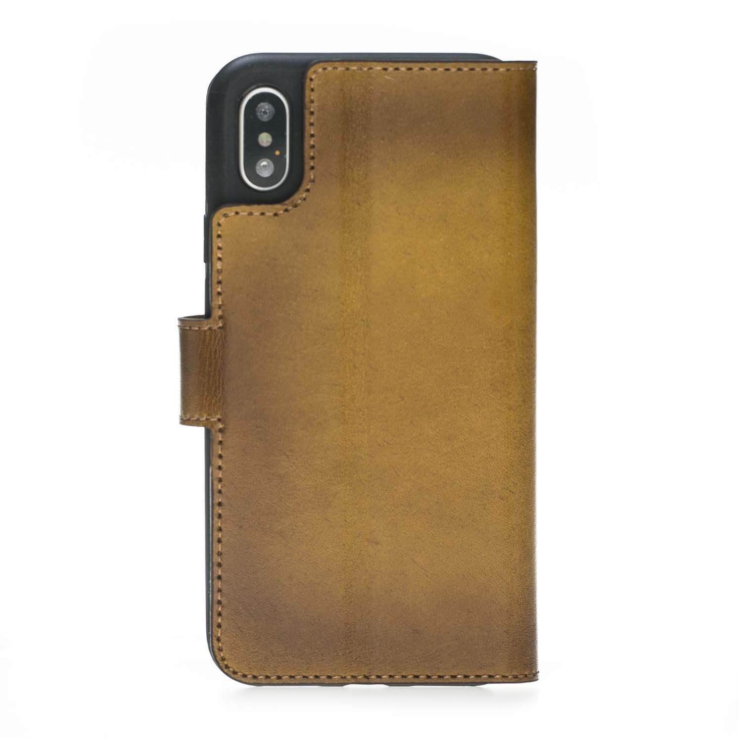 Wallet Folio Leather Case for Apple iPhone X series, featuring an ID slot and premium full grain leather design.