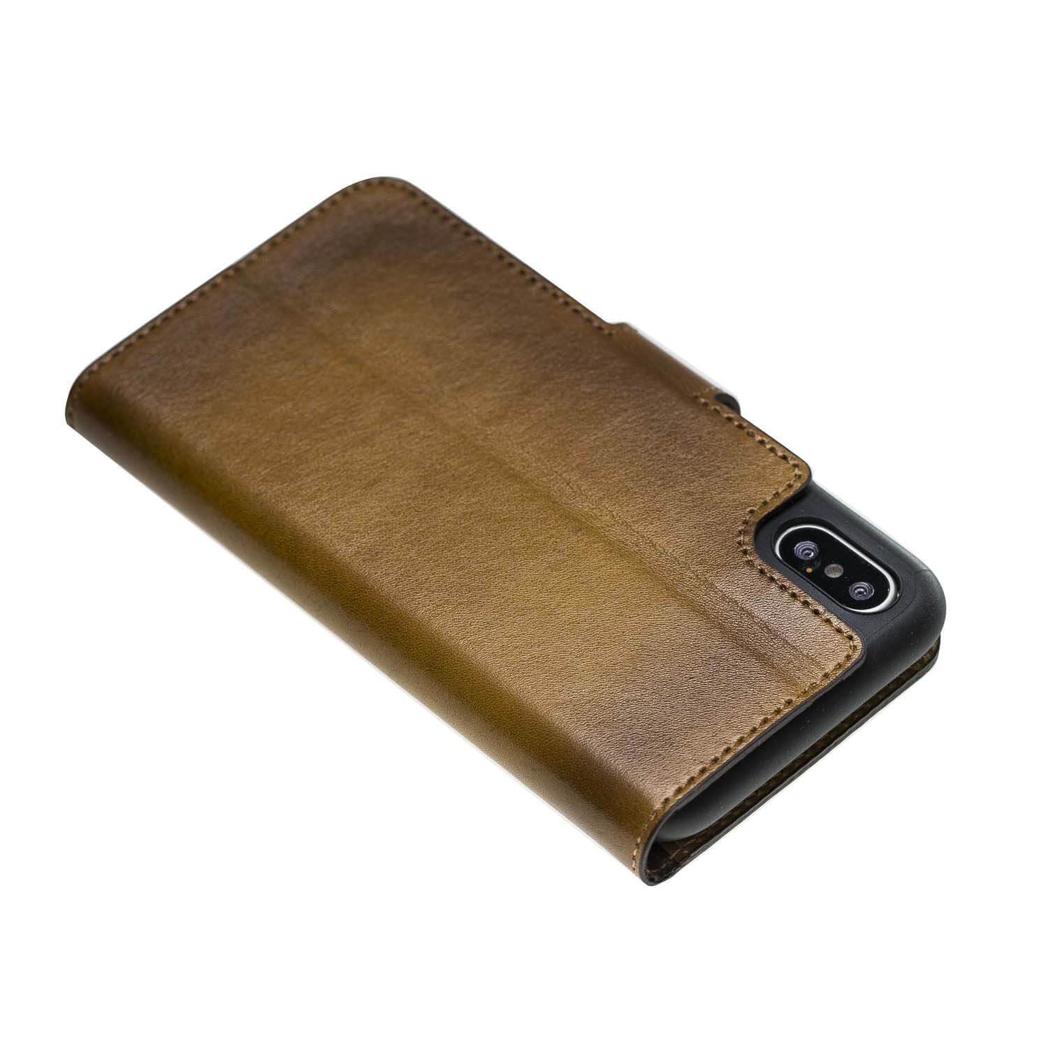 Wallet Folio Leather Case for Apple iPhone X series, featuring an ID slot and premium full grain leather design.