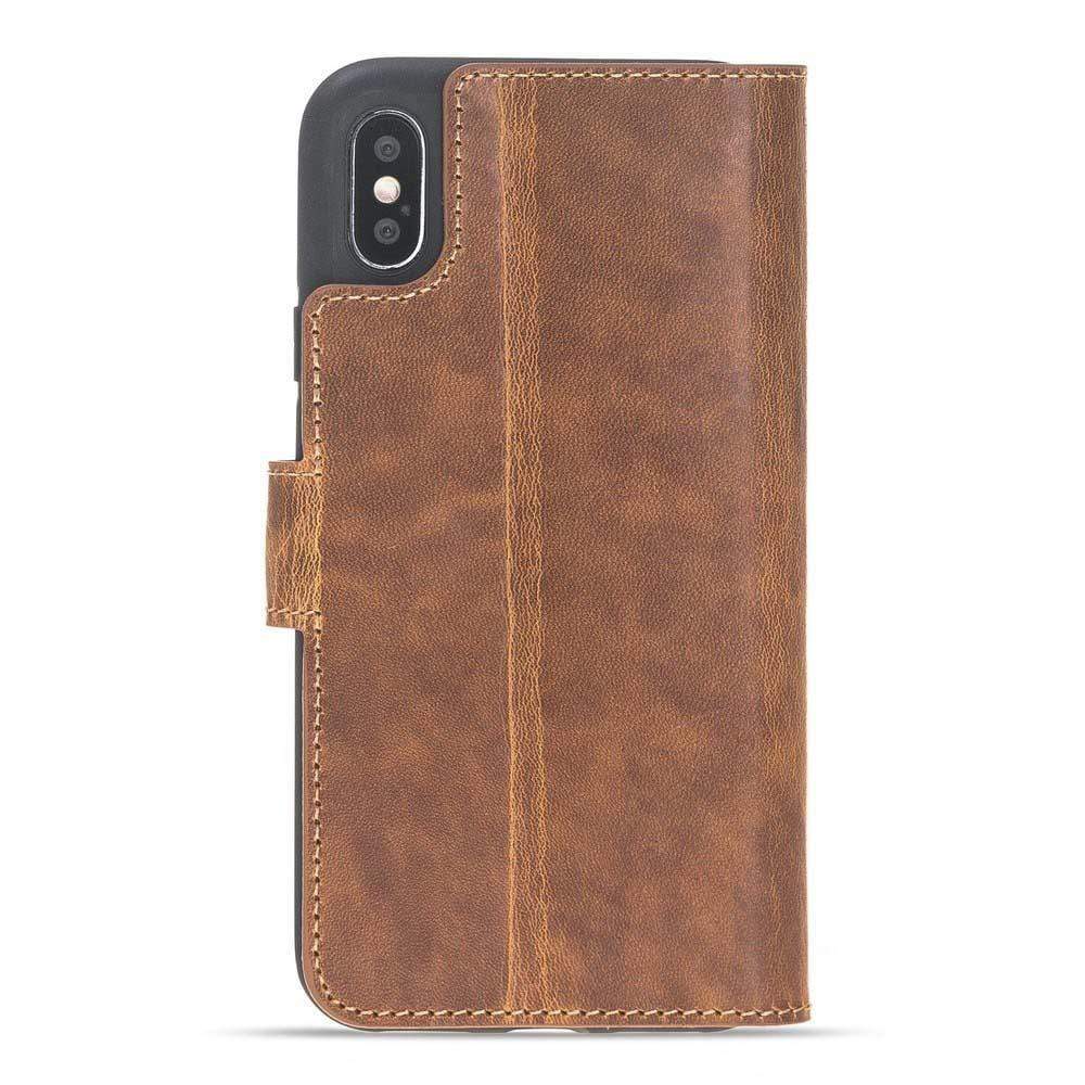 Wallet Folio Leather Case for Apple iPhone X series, featuring an ID slot and premium full grain leather design.